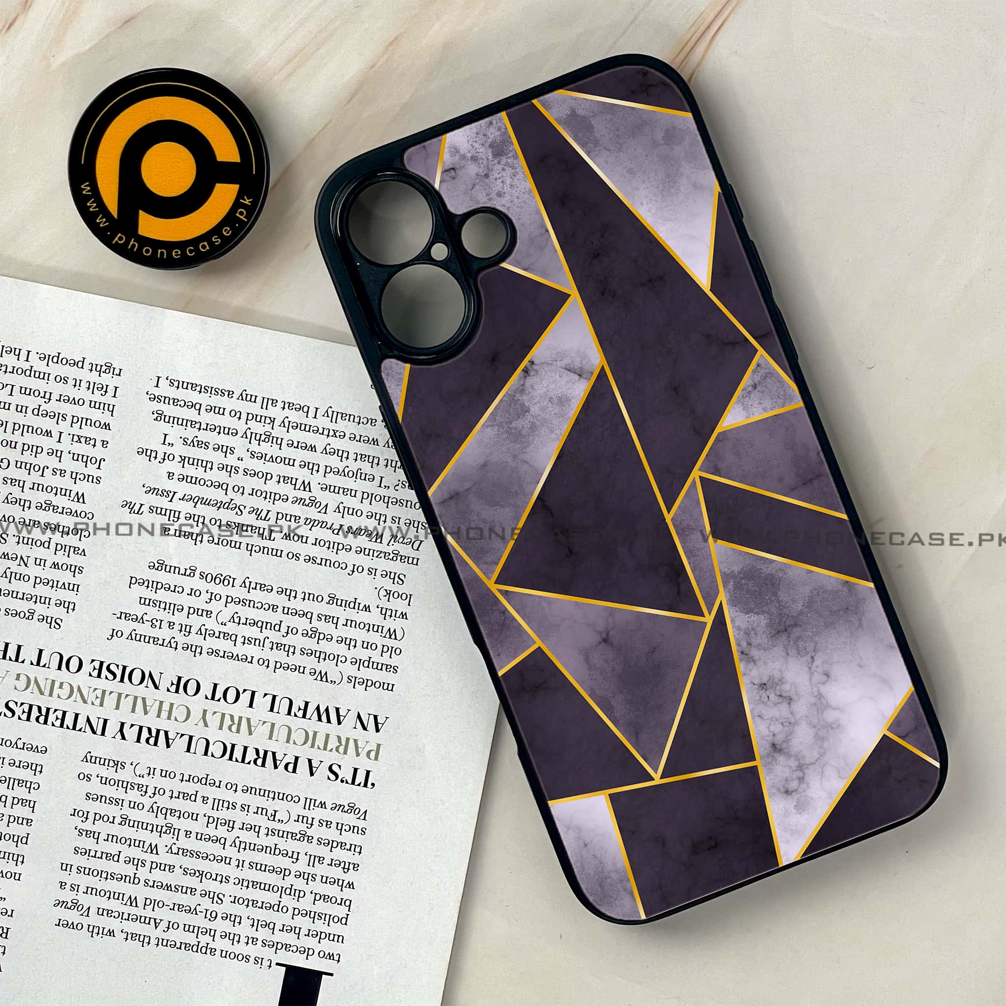 iPhone 16 Plus - Geometric Marble Series - Premium Printed Glass soft Bumper shock Proof Case