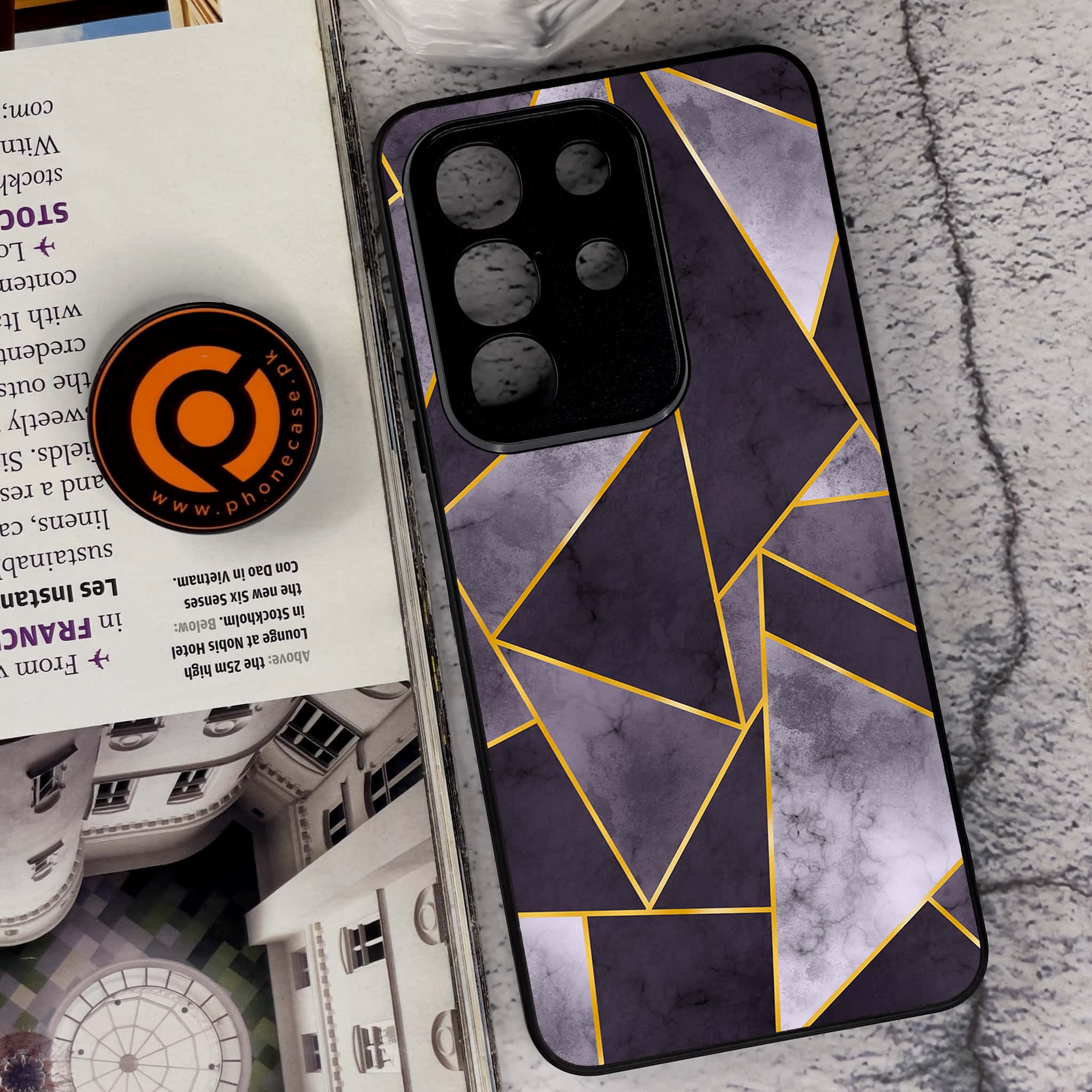 Vivo Y29 4G - Geometric Marble Series - Premium Metal Printed soft Bumper Shock Proof Case