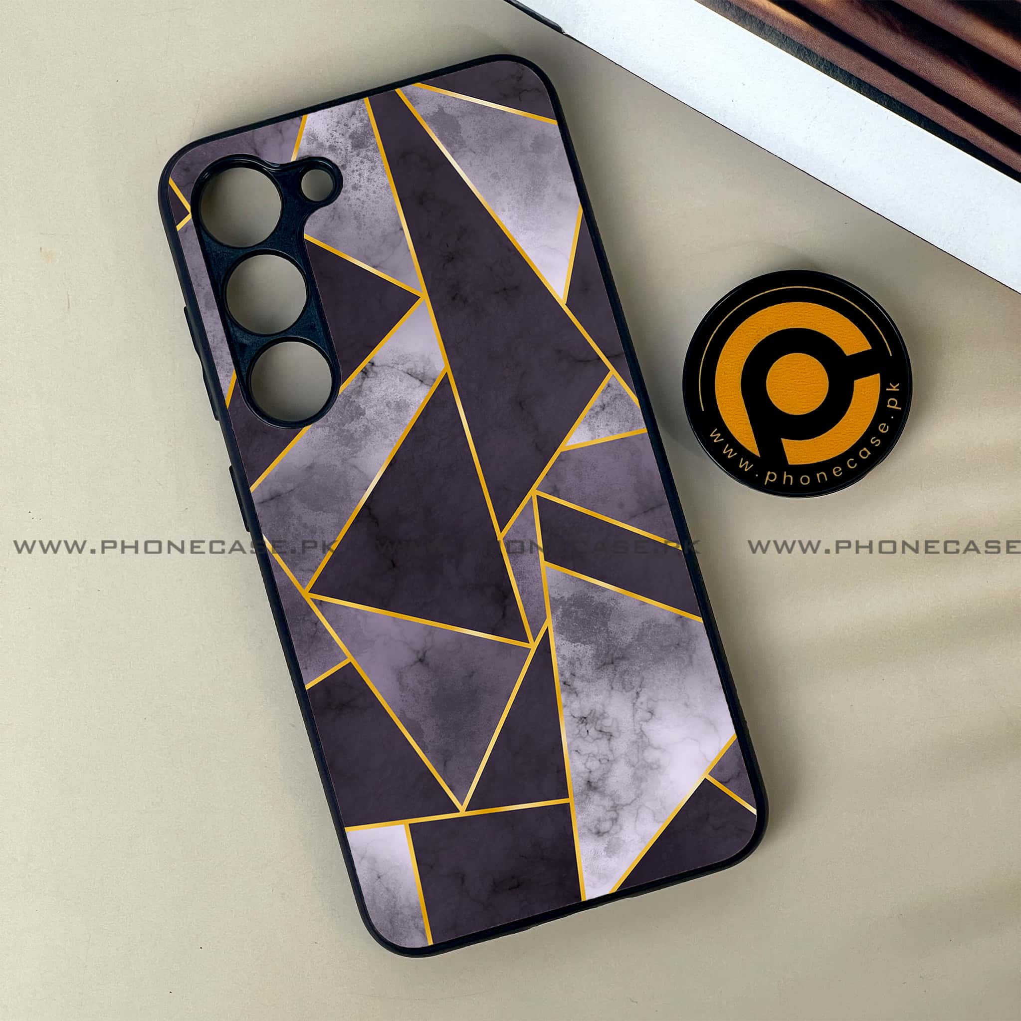 Samsung Galaxy S23 - Geometric Marble Series - Premium Printed Glass soft Bumper shock Proof Case