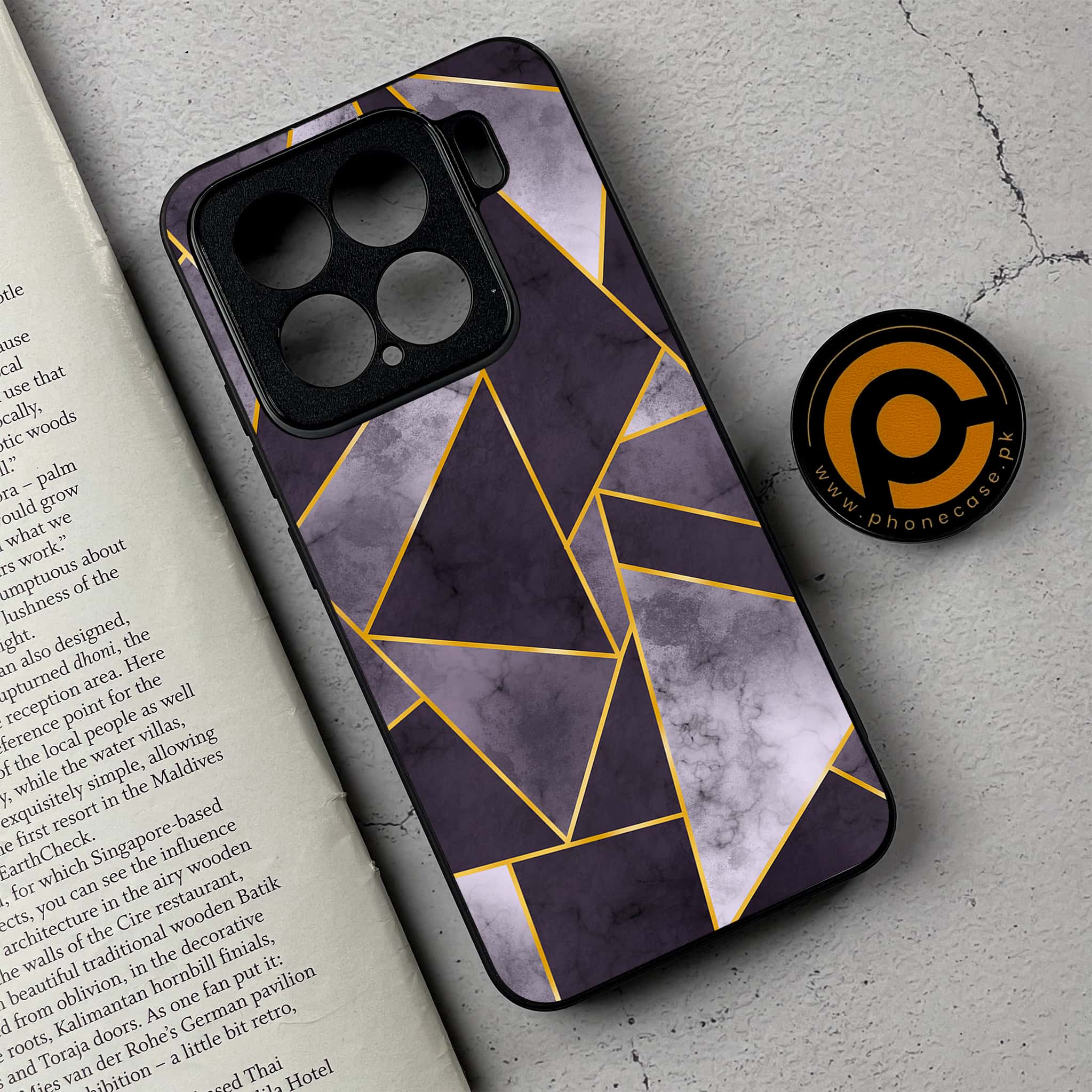 Xiaomi 15 - Geometric Marble Series - Premium Metal Printed soft Bumper shock Proof Case