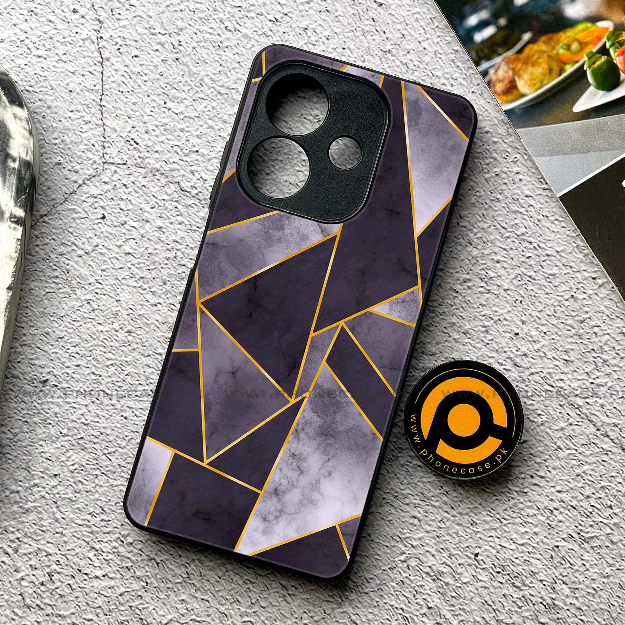 Oppo A5i - Geometric Marble Series - Premium Metal Printed soft Bumper shock Proof Case