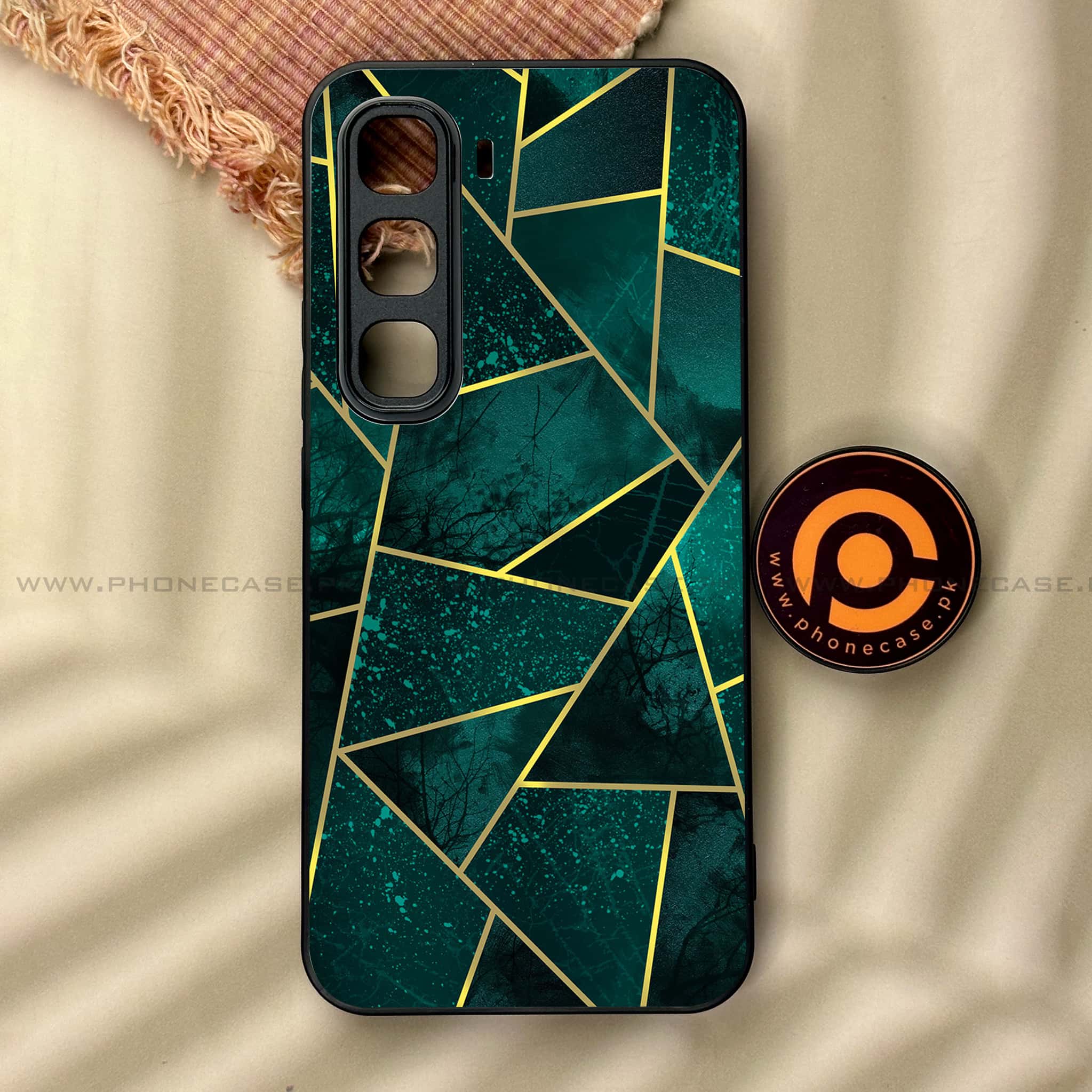 Infinix Hot 60 Pro - Geometric Marble Series - Premium Metal Printed soft Bumper shock Proof Case