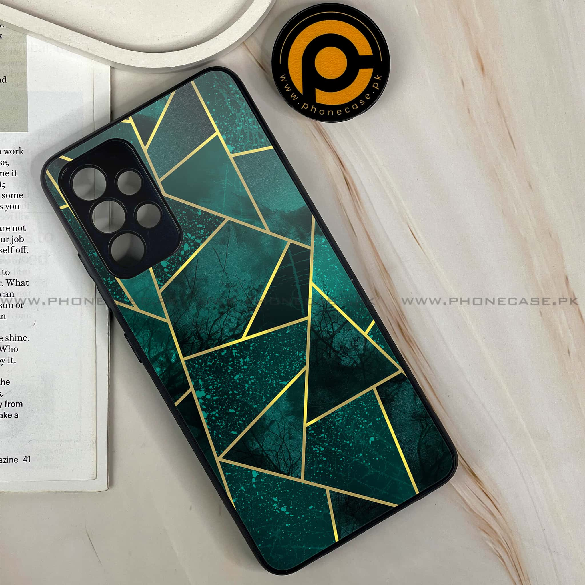 Samsung Galaxy A32 4G- Geometric Marble Series - Premium Printed Glass soft Bumper shock Proof Case