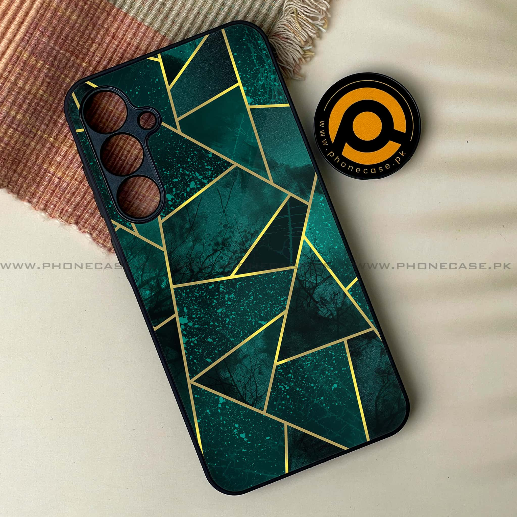 Galaxy A35 5G - Geometric Marble Series - Premium Printed Glass soft Bumper shock Proof Case