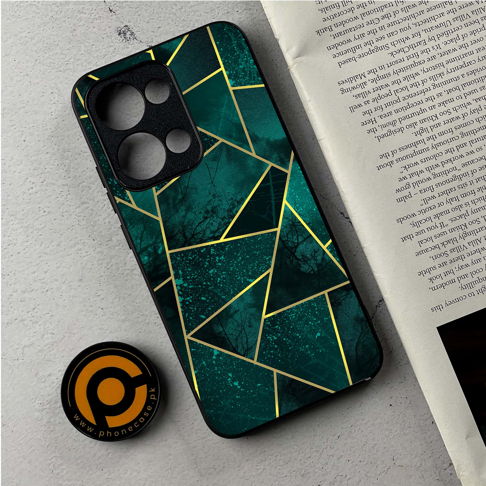 Oppo Reno 13 - Geometric Marble Series - Premium Metal Printed Soft Bumper Shockproof Case