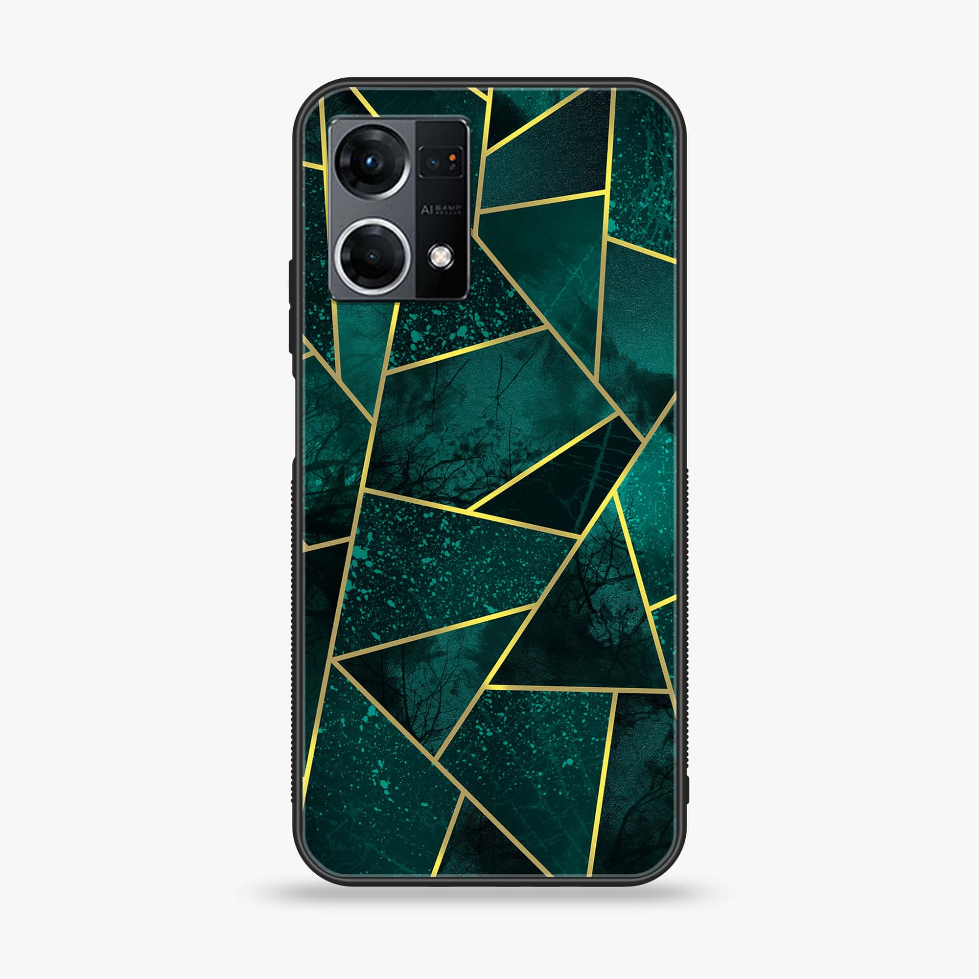 Oppo Reno 7 - Geometric Marble Series - Premium Printed Glass soft Bumper shock Proof Case