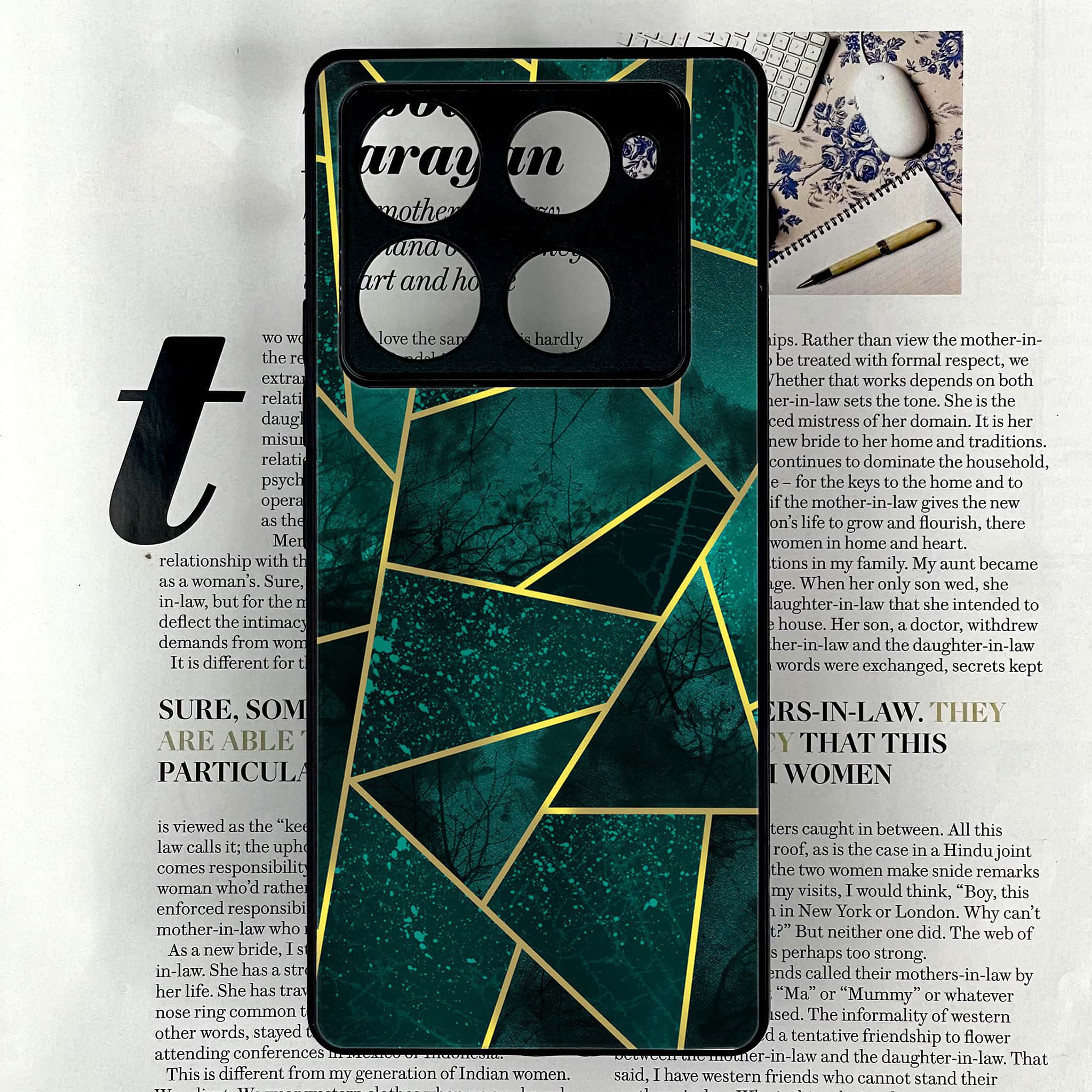 Infinix Note 40 Pro Plus - Geometric Marble Series - Premium Metal Printed soft Bumper shock Proof Case