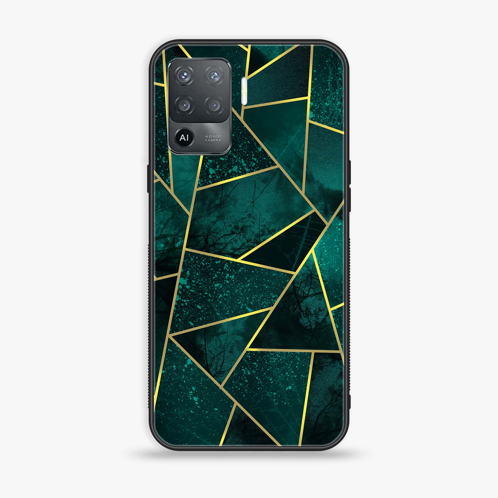 Oppo F19 Pro - Geometric Marble Series - Premium Printed Glass soft Bumper shock Proof Case