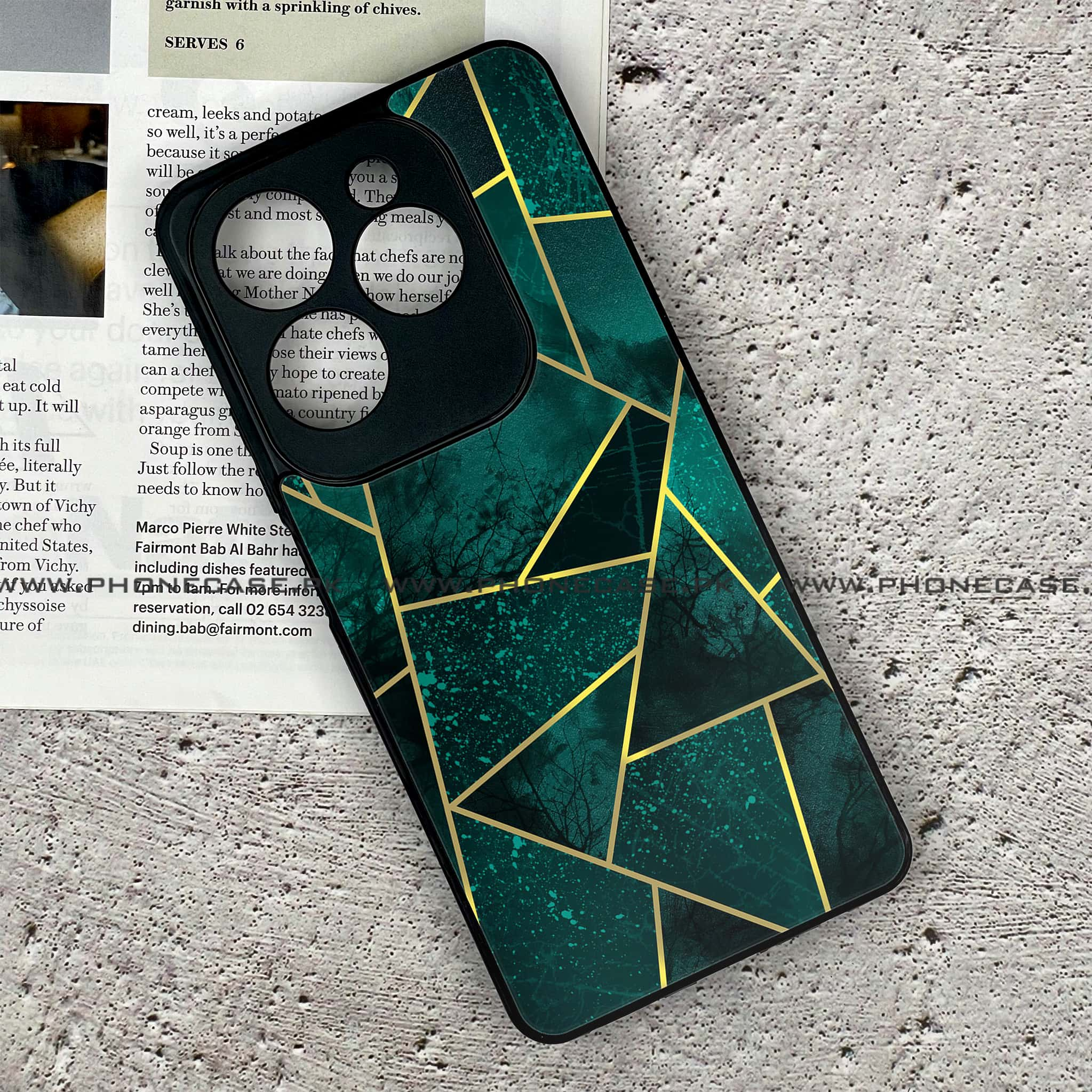 Infinix Hot 40 - Geometric Marble Series - Premium Printed Glass soft Bumper shock Proof Case