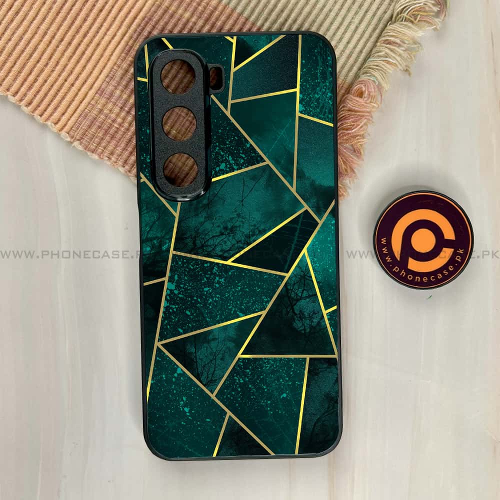 Infinix Hot 60i - Geometric Marble Series - Premium Metal Printed soft Bumper shock Proof Case