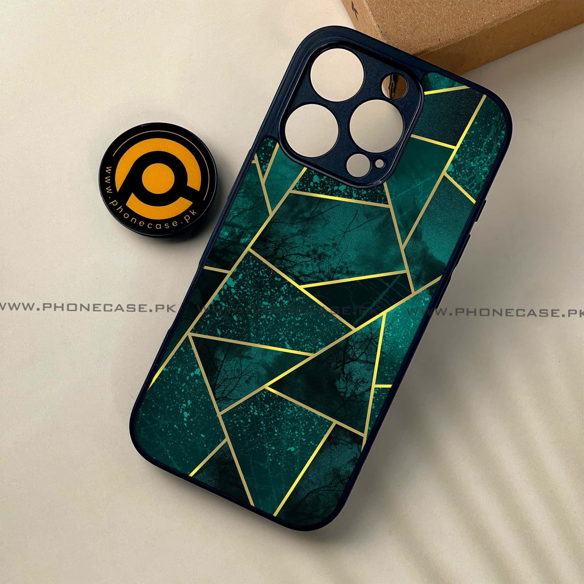 iPhone 16 Pro - Geometric Marble Series - Premium Printed Glass soft Bumper shock Proof Case