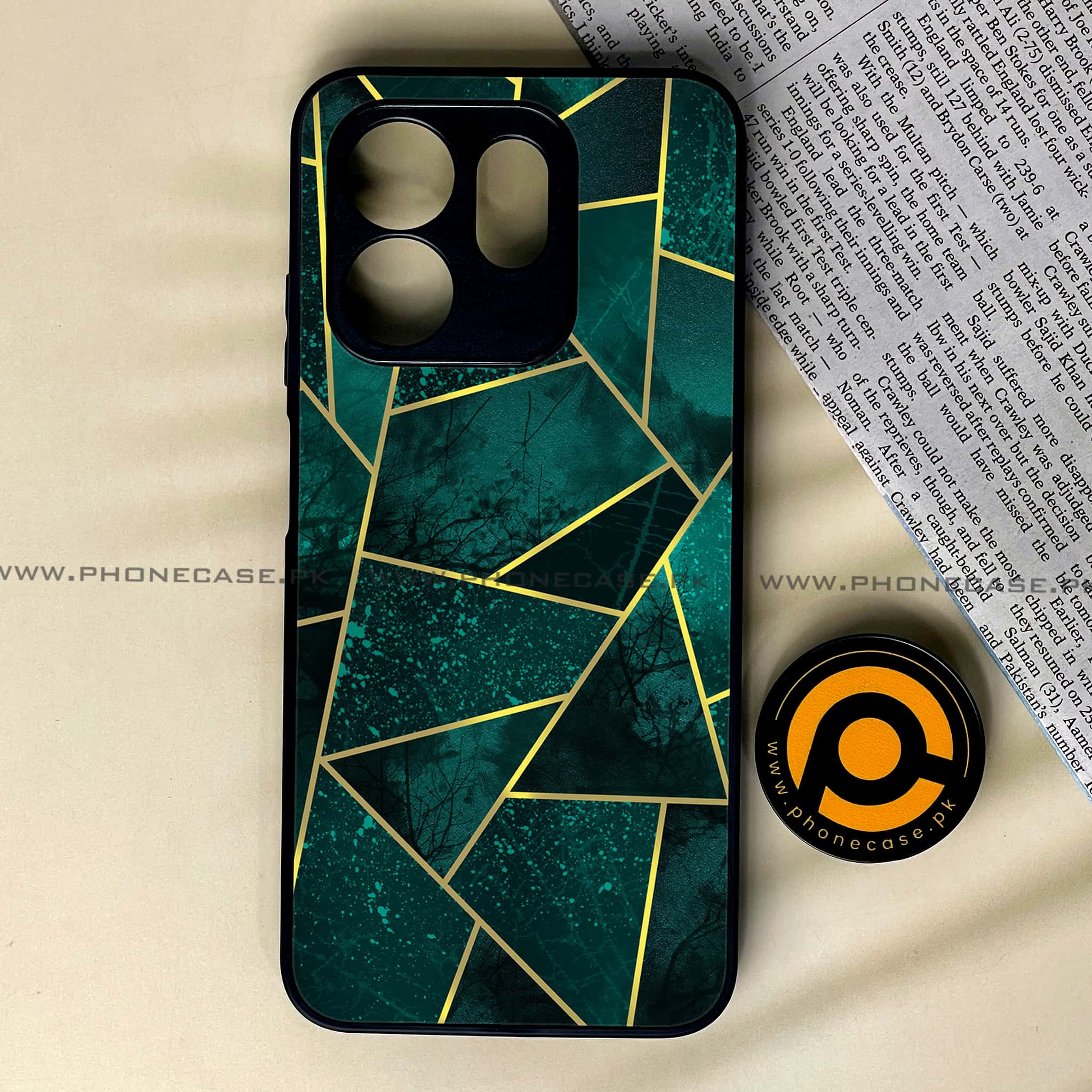 Infinix Hot 50i -  Geometric Marble Series - Premium Printed Glass soft Bumper shock Proof Case