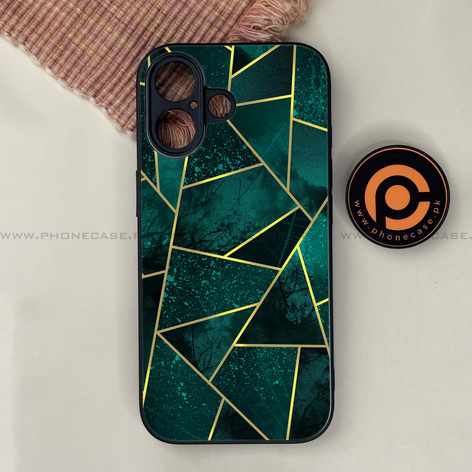 iPhone 17 - Geometric Marble Series - Premium Printed Glass soft Bumper shock Proof Case