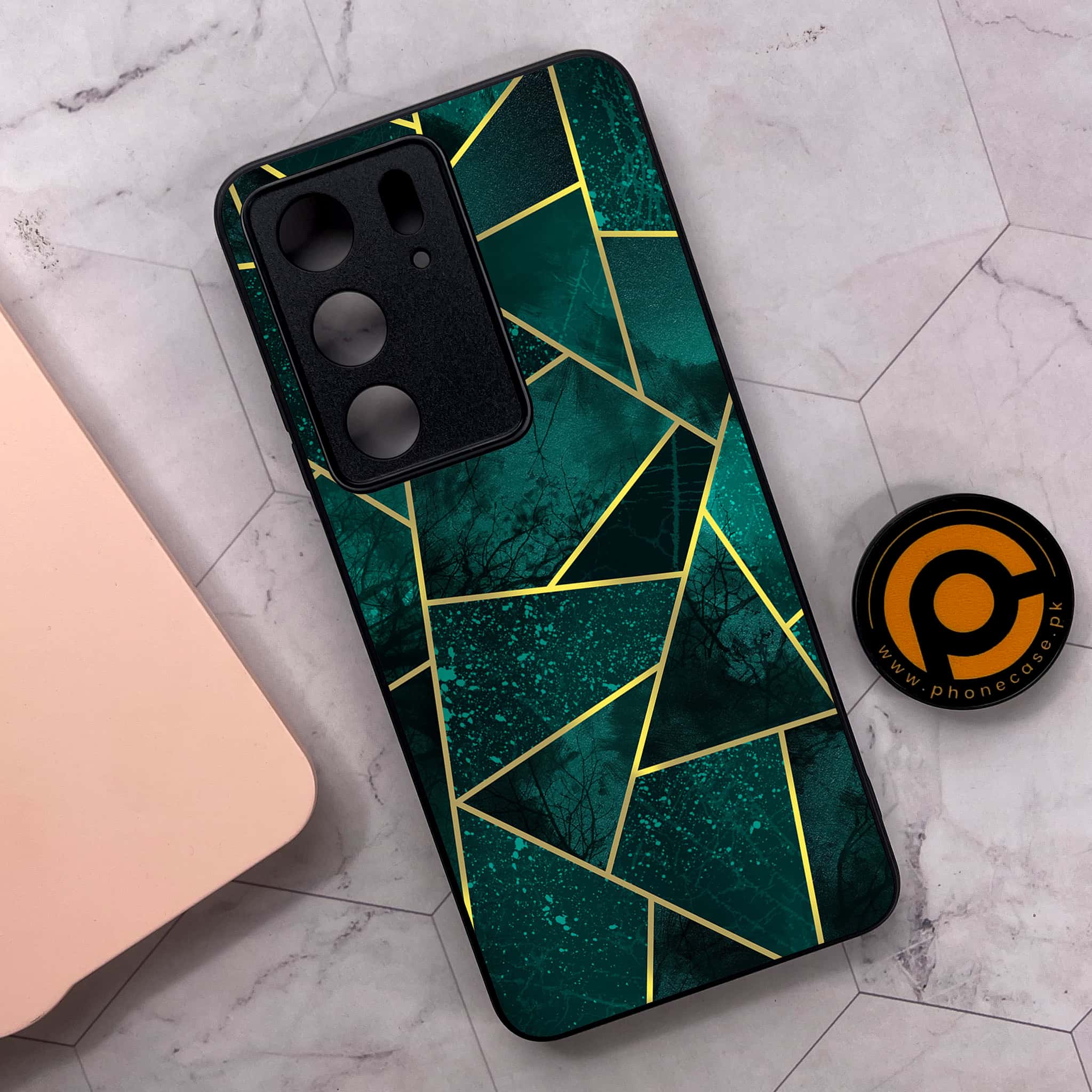 Realme C75x 4G - Geometric Marble Series - Premium Metal Printed soft Bumper shock Proof Case