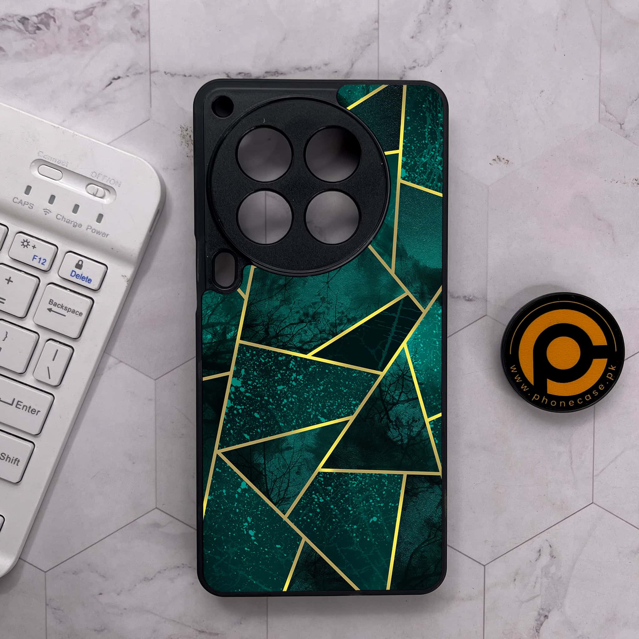 Tecno Camon 30 Premier - Geometric Marble Series - Premium Metal Printed soft Bumper shock Proof Case