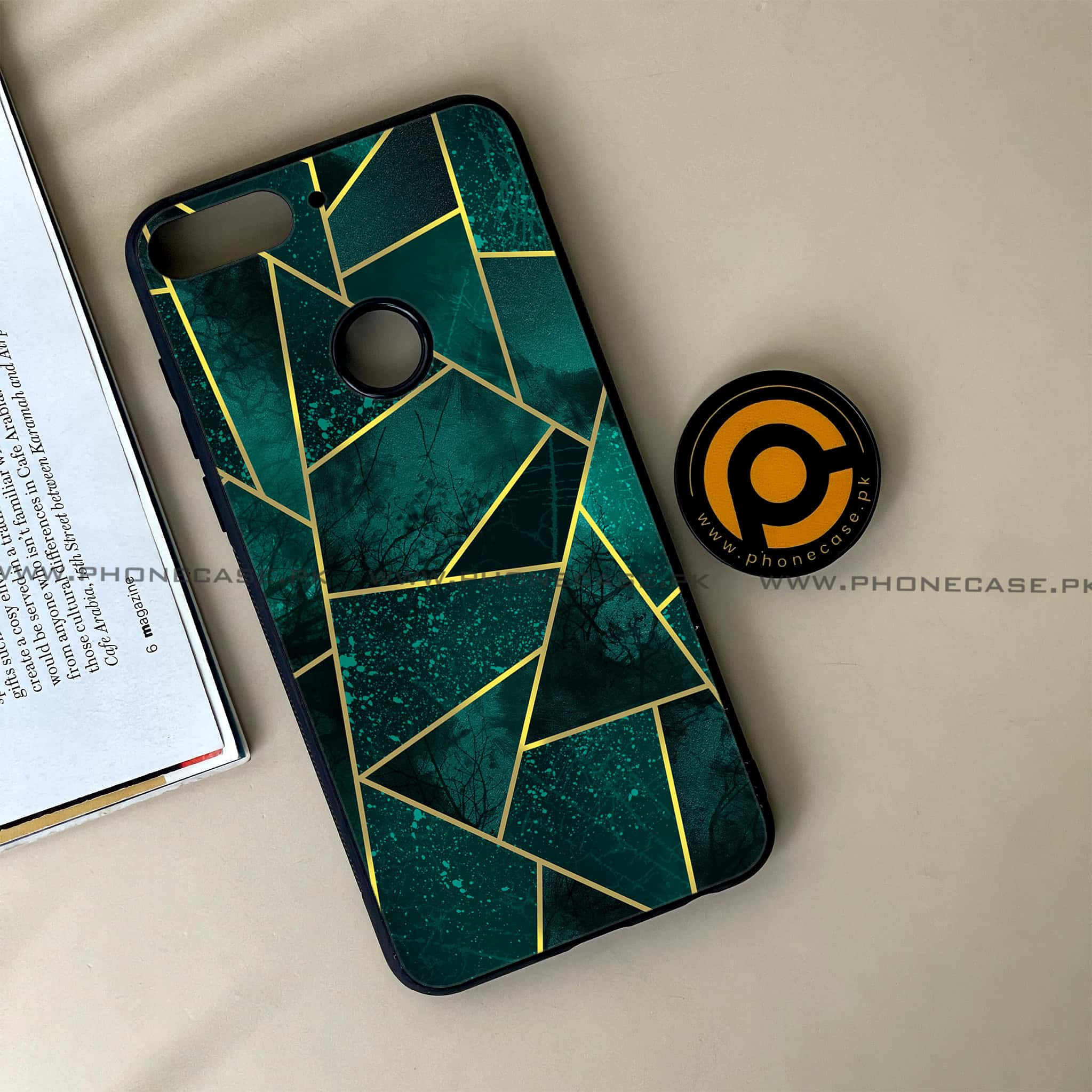 Huawei Y7 Prime (2018) - Geometric Marble Series - Premium Printed Glass soft Bumper shock Proof Case