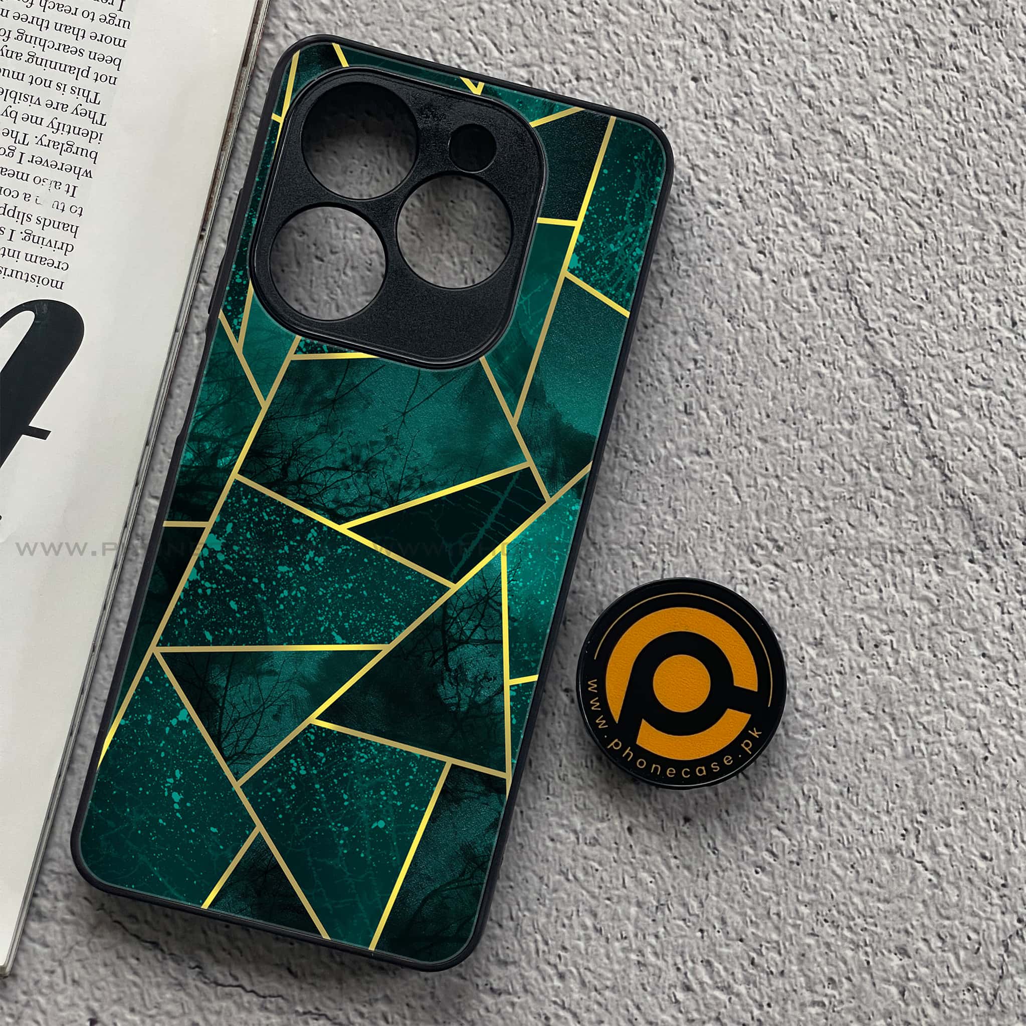 Tecno Spark 20C - Geometric Marble Series - Premium Printed Glass soft Bumper shock Proof Case