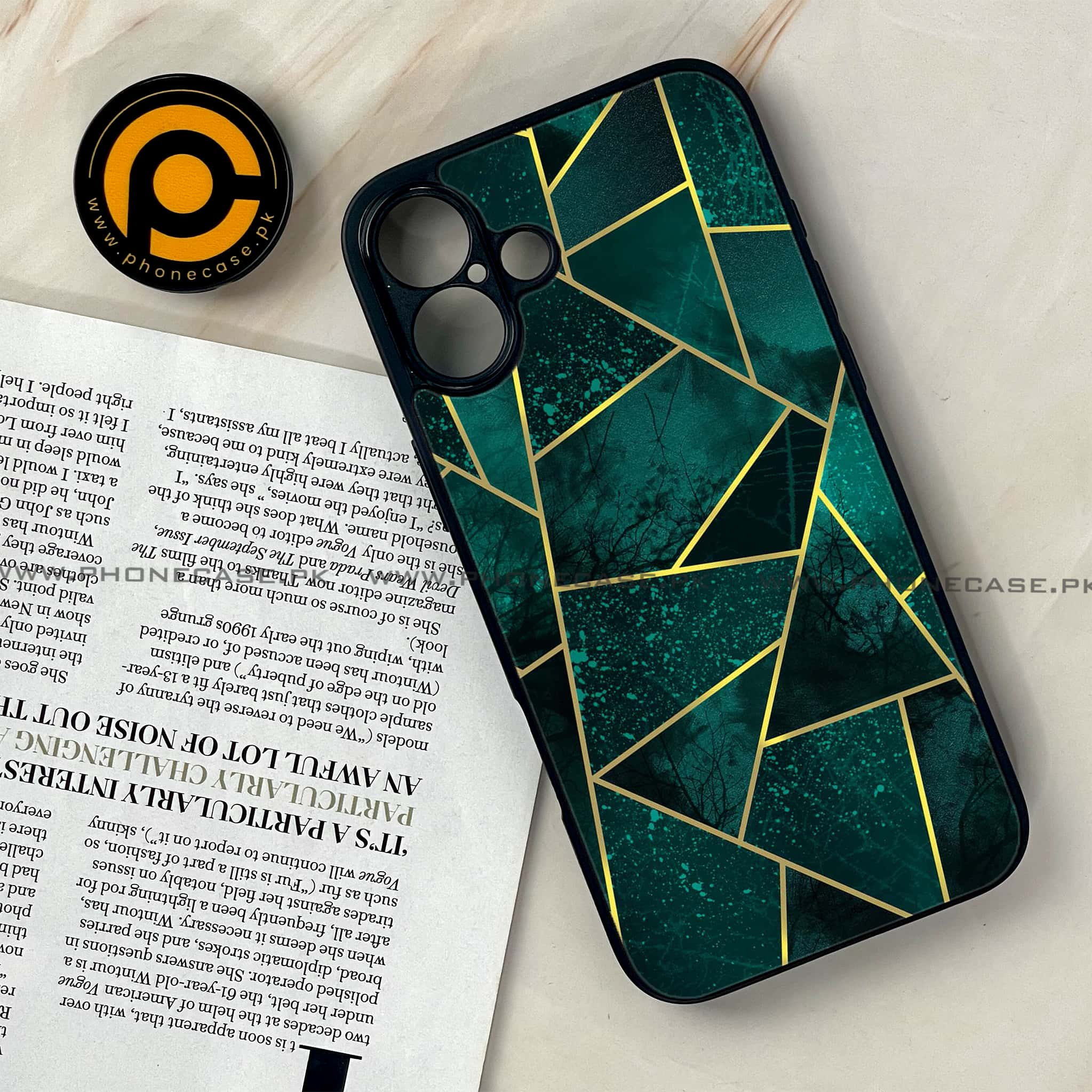 iPhone 16 - Geometric Marble Series - Premium Printed Glass soft Bumper shock Proof Case