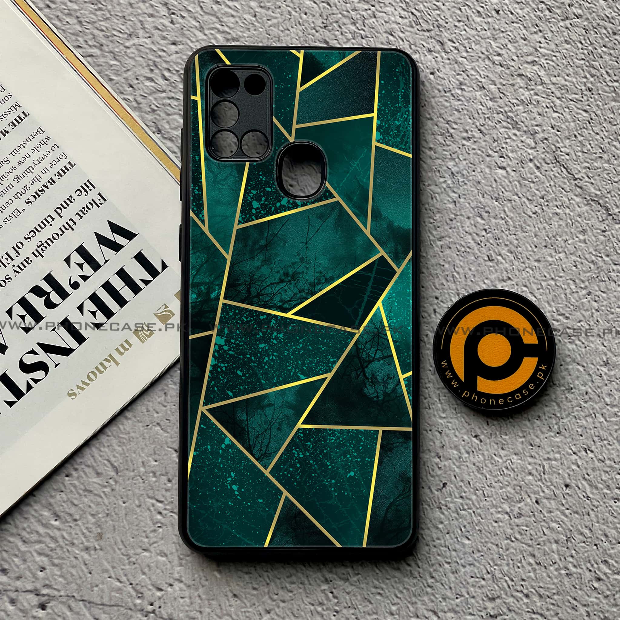 Samsung Galaxy A21s - Geometric Marble Series - Premium Printed Glass soft Bumper shock Proof Case
