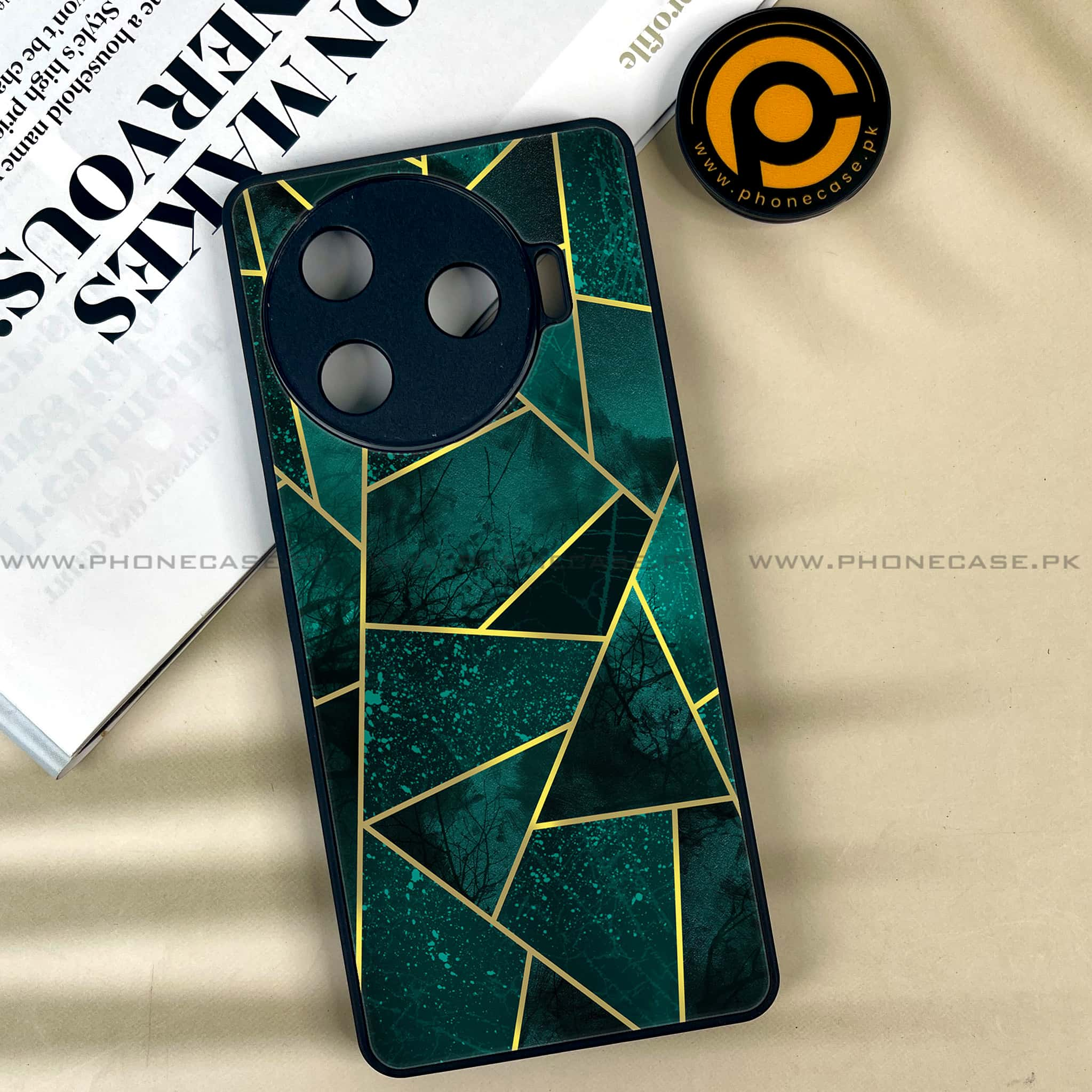 Tecno Camon 30 Pro - Geometric Marble Series - Premium Printed Glass soft Bumper shock Proof Case