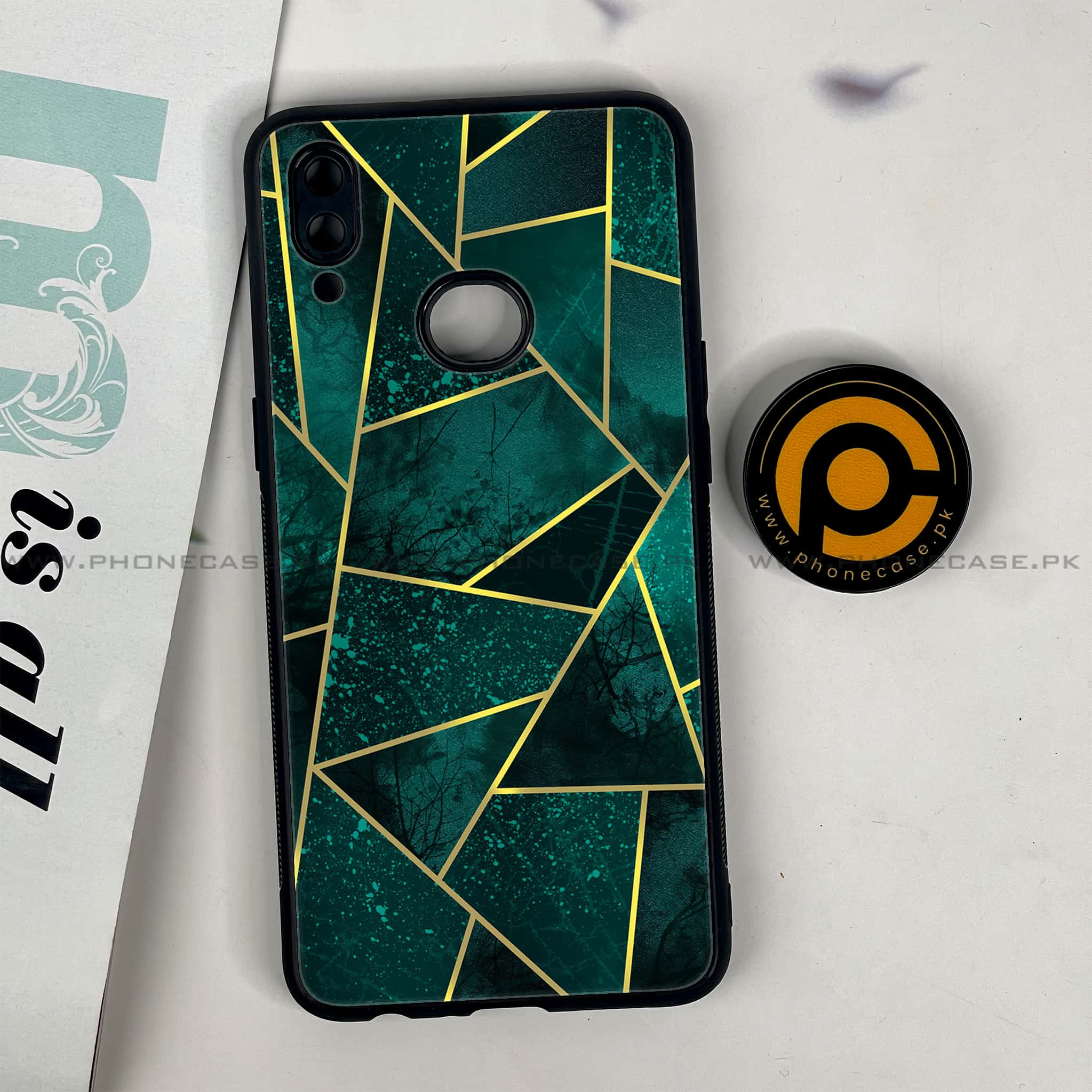 Galaxy A10s - Geometric Marble Series - Premium Printed Glass soft Bumper shock Proof Case