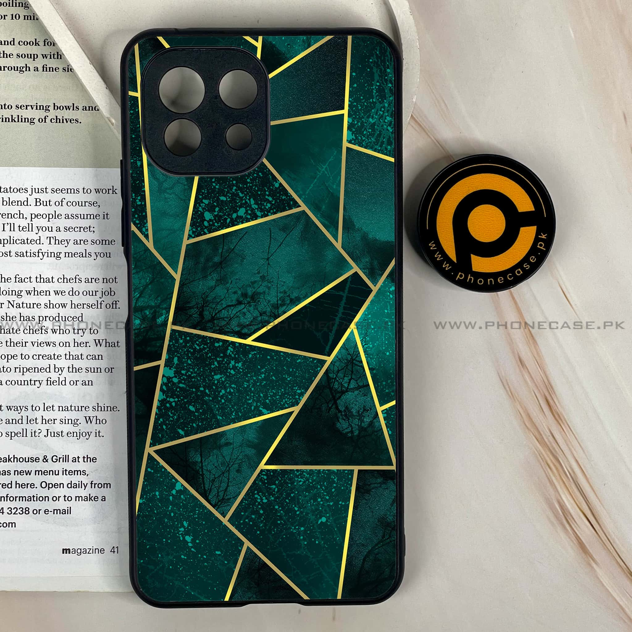 Mi 11 Lite - Geometric Marble Series - Premium Printed Glass soft Bumper shock Proof Case