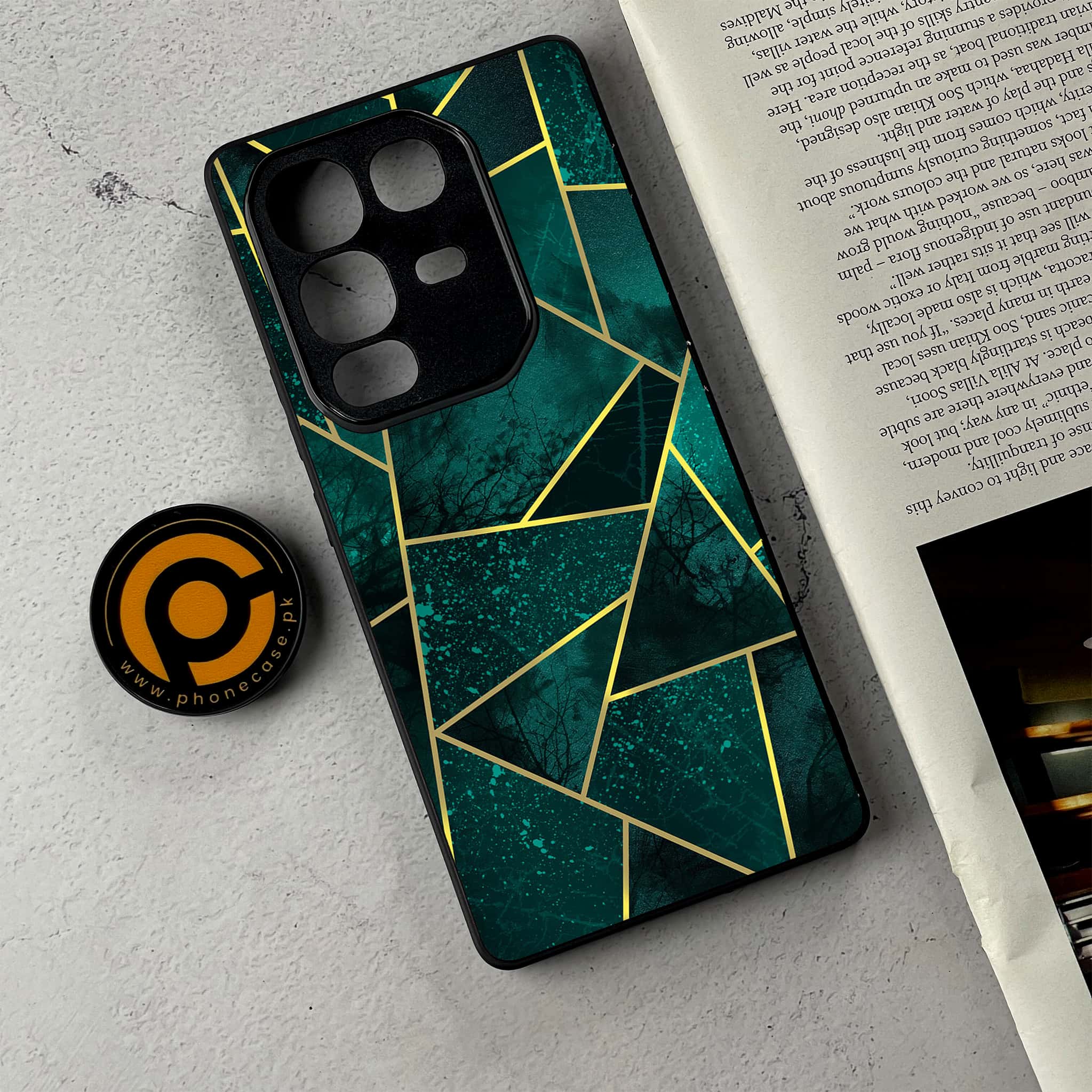 Infinix Note 50 - Geometric Marble Series - Premium Metal Printed Soft Bumper Shockproof Case