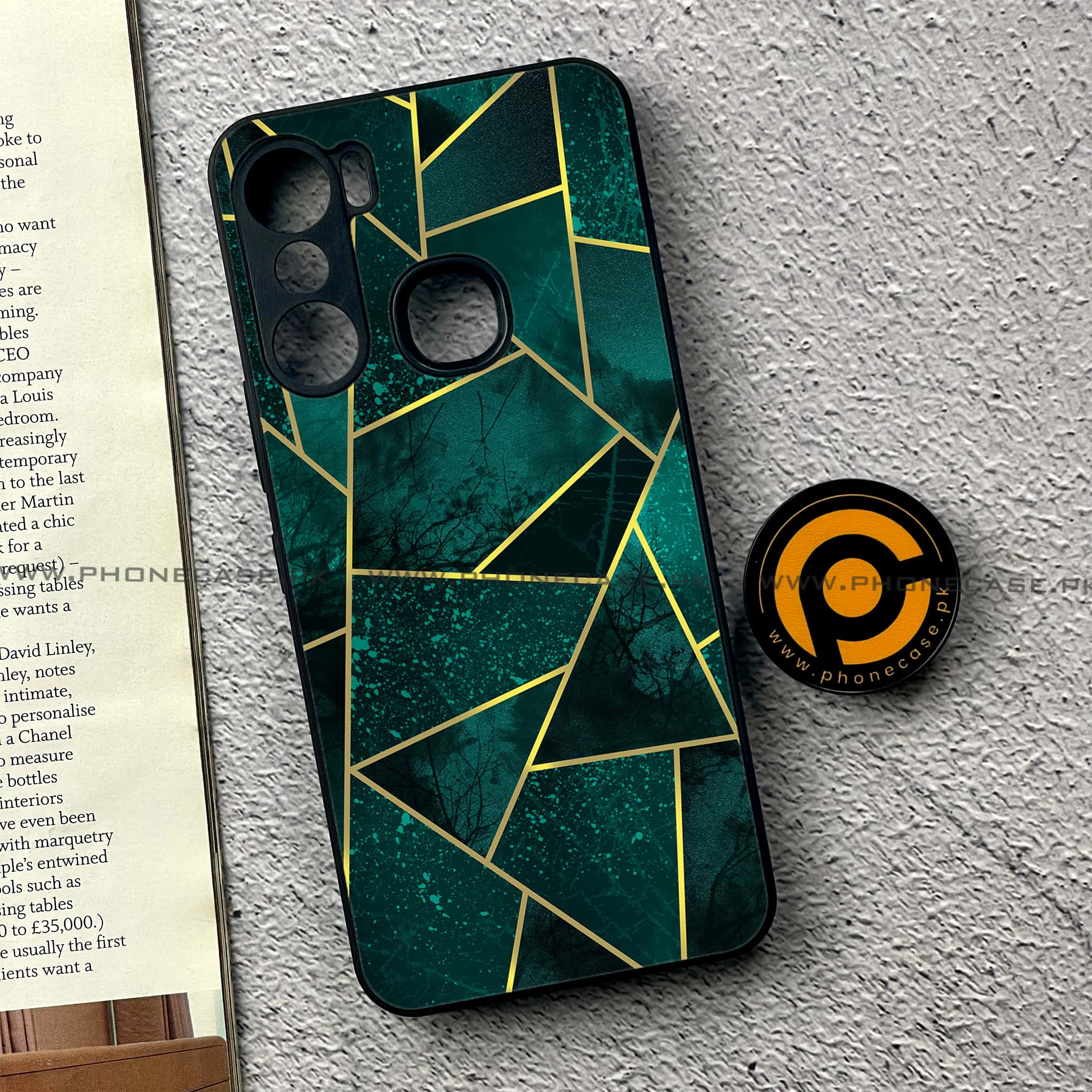 Infinix Hot 12 Pro - Geometric Marble Series - Premium Printed Glass soft Bumper shock Proof Case