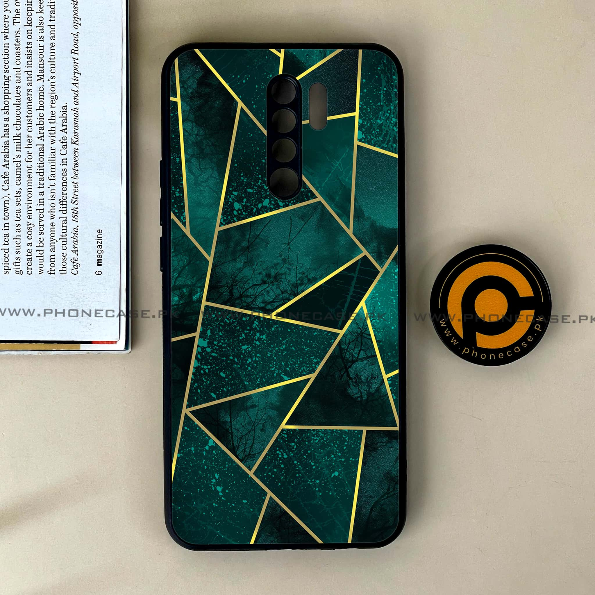 Xiaomi Redmi 9 - Geometric Marble Series - Premium Printed Glass soft Bumper shock Proof Case