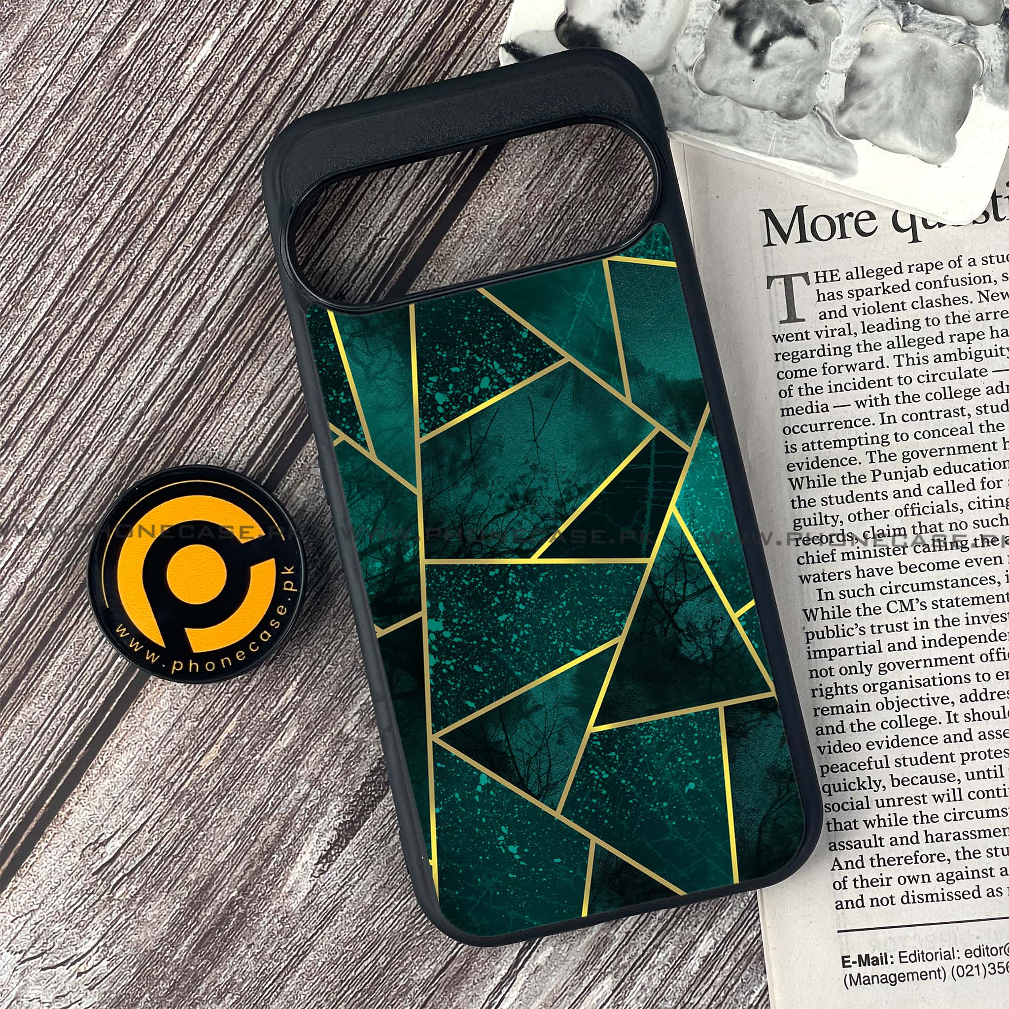 Google Pixel 9 - Geometric Marble Series - Premium Metal Printed soft Bumper Shock Proof Case