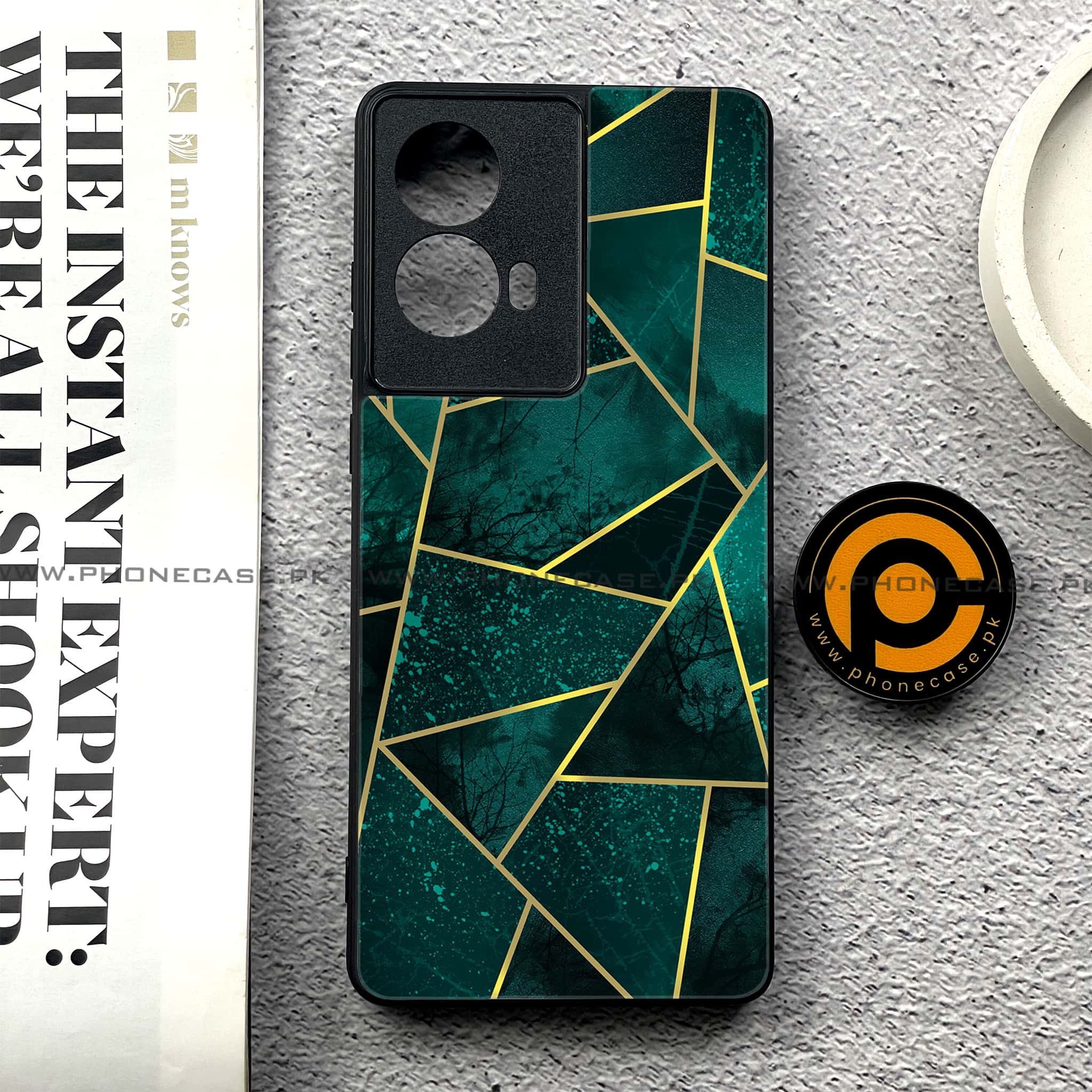 Moto G85 - Geometric Marble Series - Premium Printed Glass soft Bumper shock Proof Case