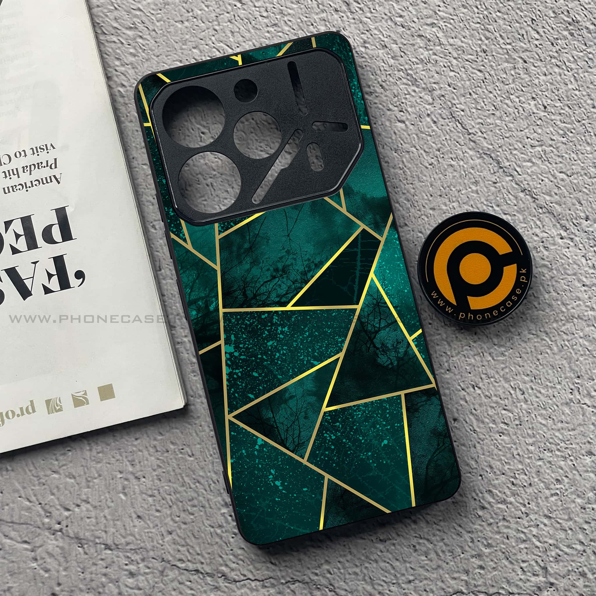 Tecno Pova 6 - Geometric Marble Series - Premium Printed Glass soft Bumper shock Proof Case
