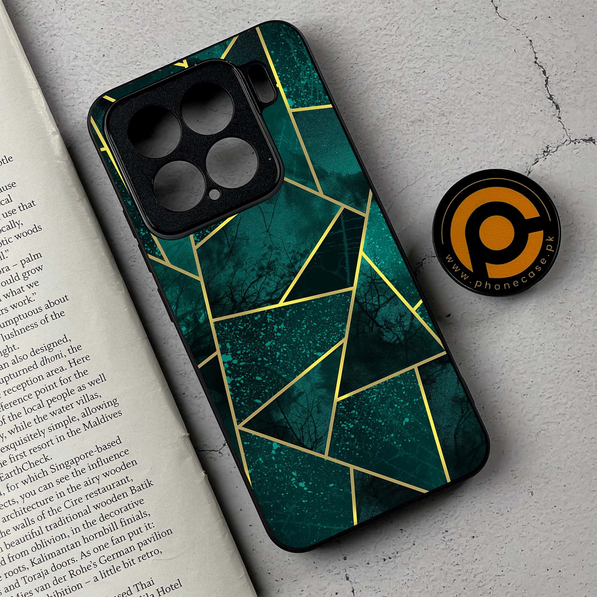 Xiaomi 15 - Geometric Marble Series - Premium Metal Printed soft Bumper shock Proof Case