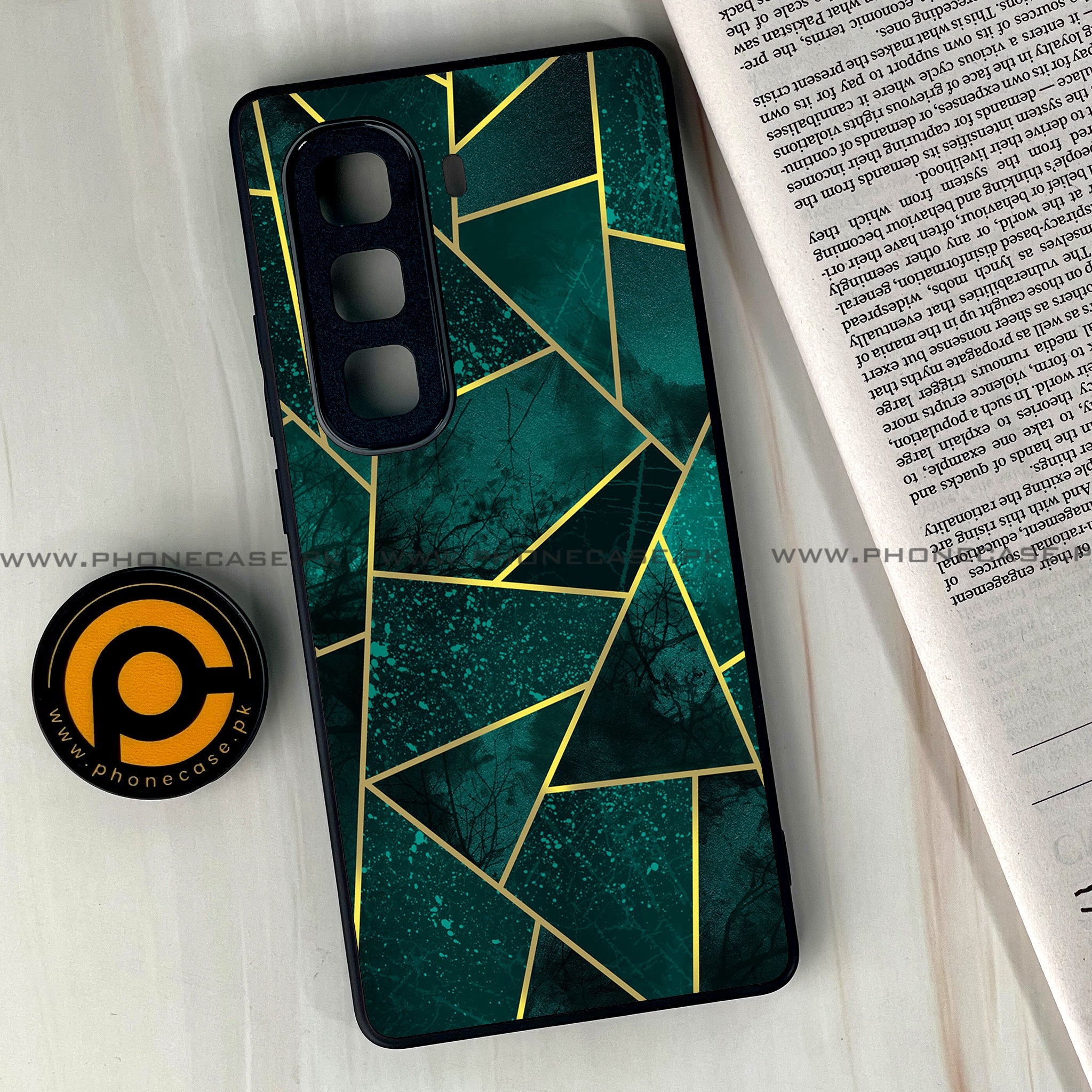 Infinix Hot 60 Pro Plus - Geometric Marble Series - Premium Metal Printed soft Bumper shock Proof Case