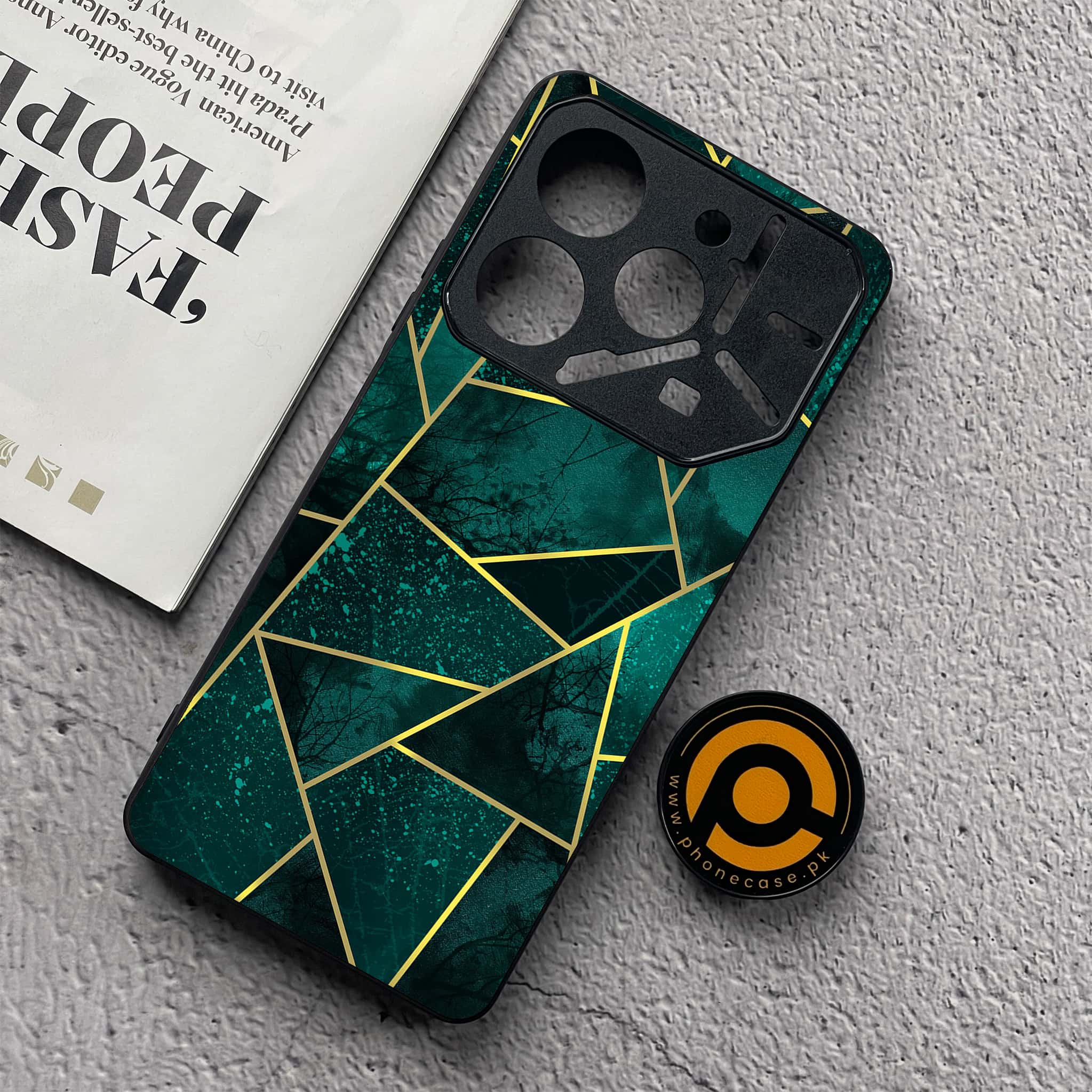 Tecno Pova 6 Neo - Geometric Marble Series - Premium Metal  Printed soft Bumper shock Proof Case