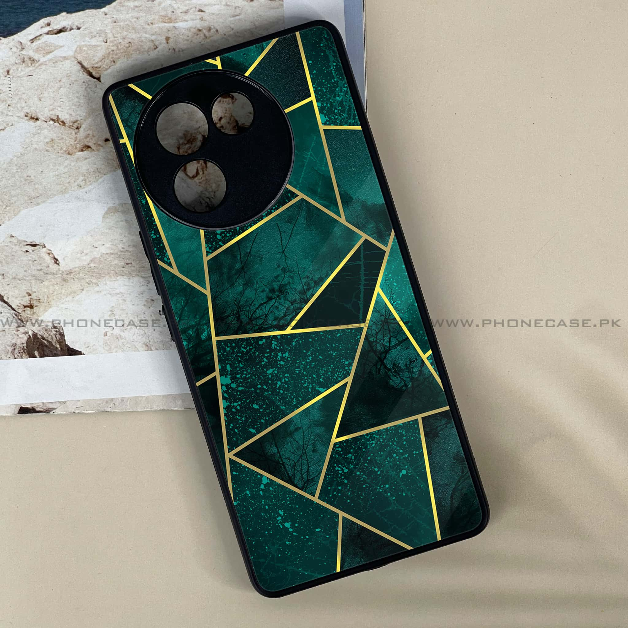 Vivo V30E - Geometric Marble Series - Premium Printed Metal soft Bumper shock Proof Case