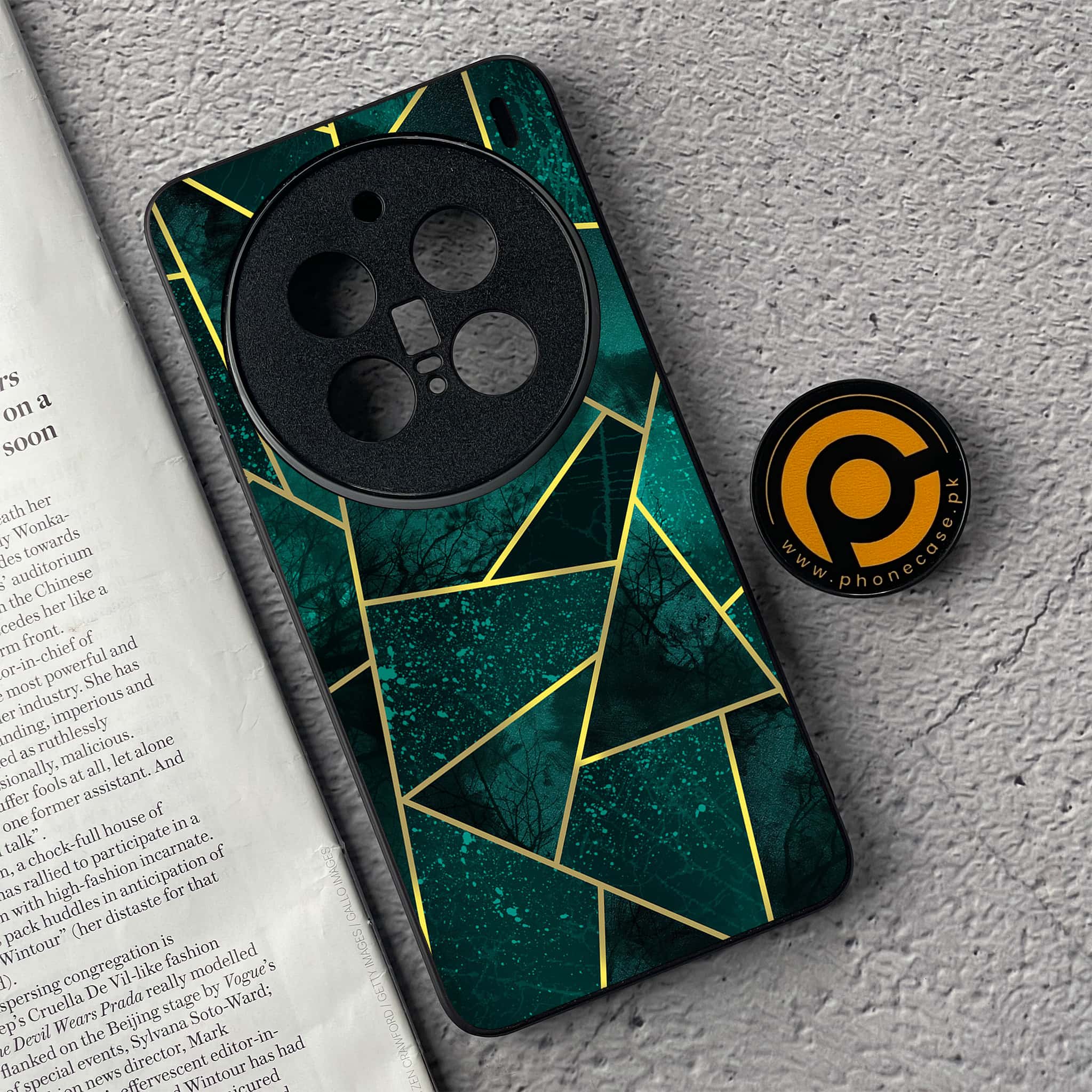 Vivo X200 Pro - Geometric Marble Series - Premium Metal  Printed soft Bumper shock Proof Case