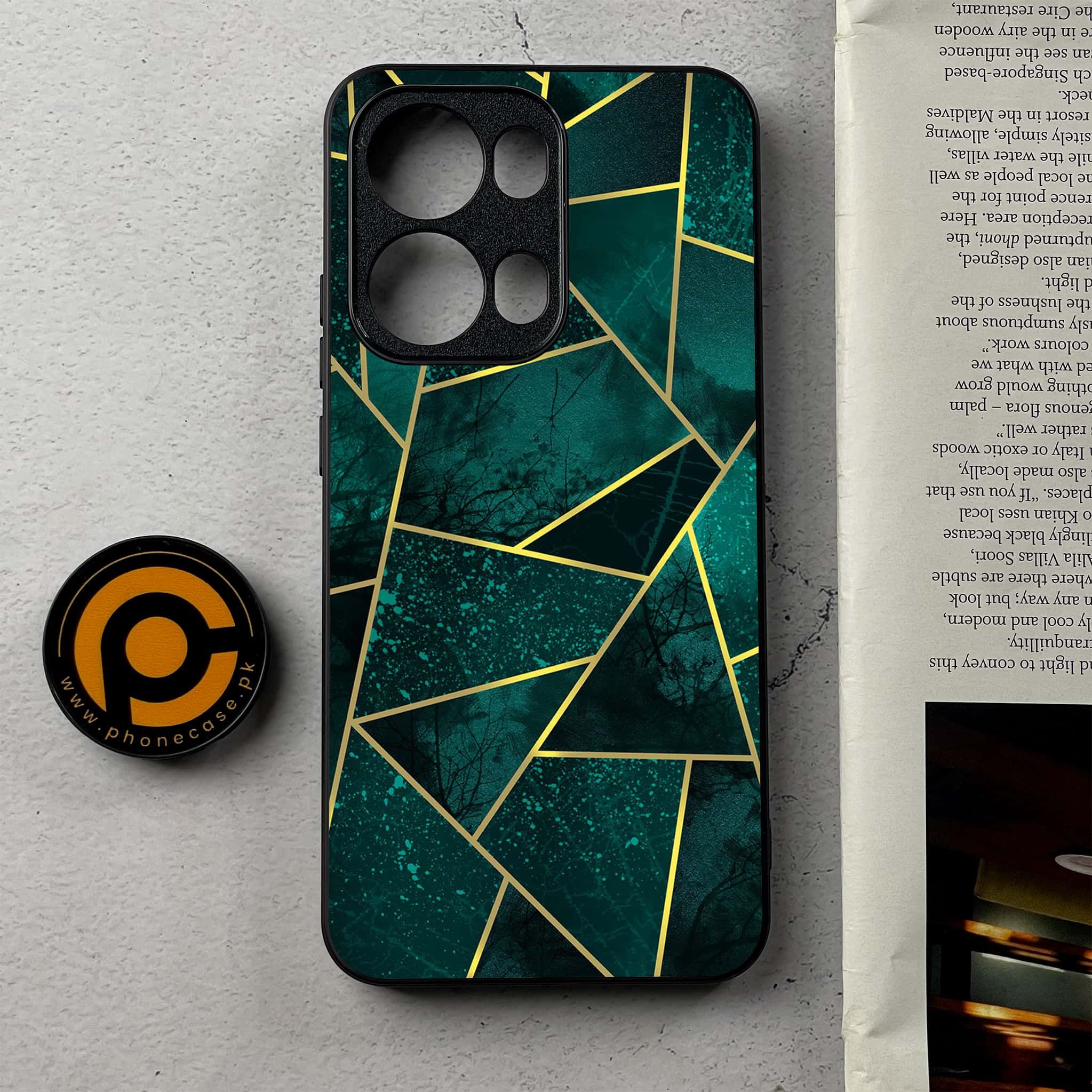 Oppo Reno 13 Pro - Geometric Marble Series - Premium Metal Printed Soft Bumper Shockproof Case