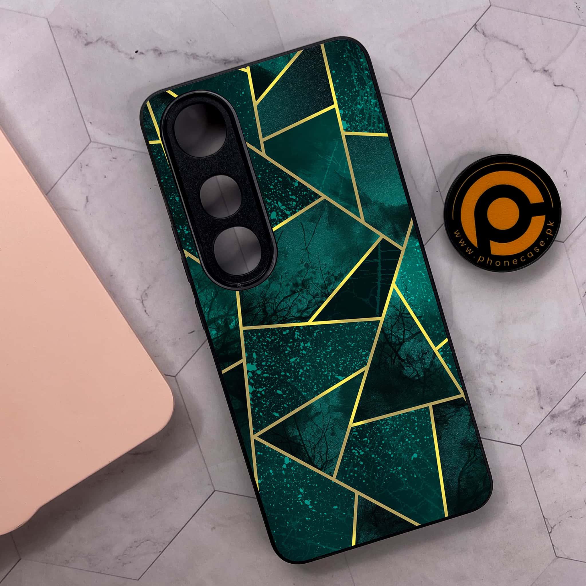 Vivo V50 Lite - Geometric Marble Series - Premium Metal Printed soft Bumper shock Proof Case