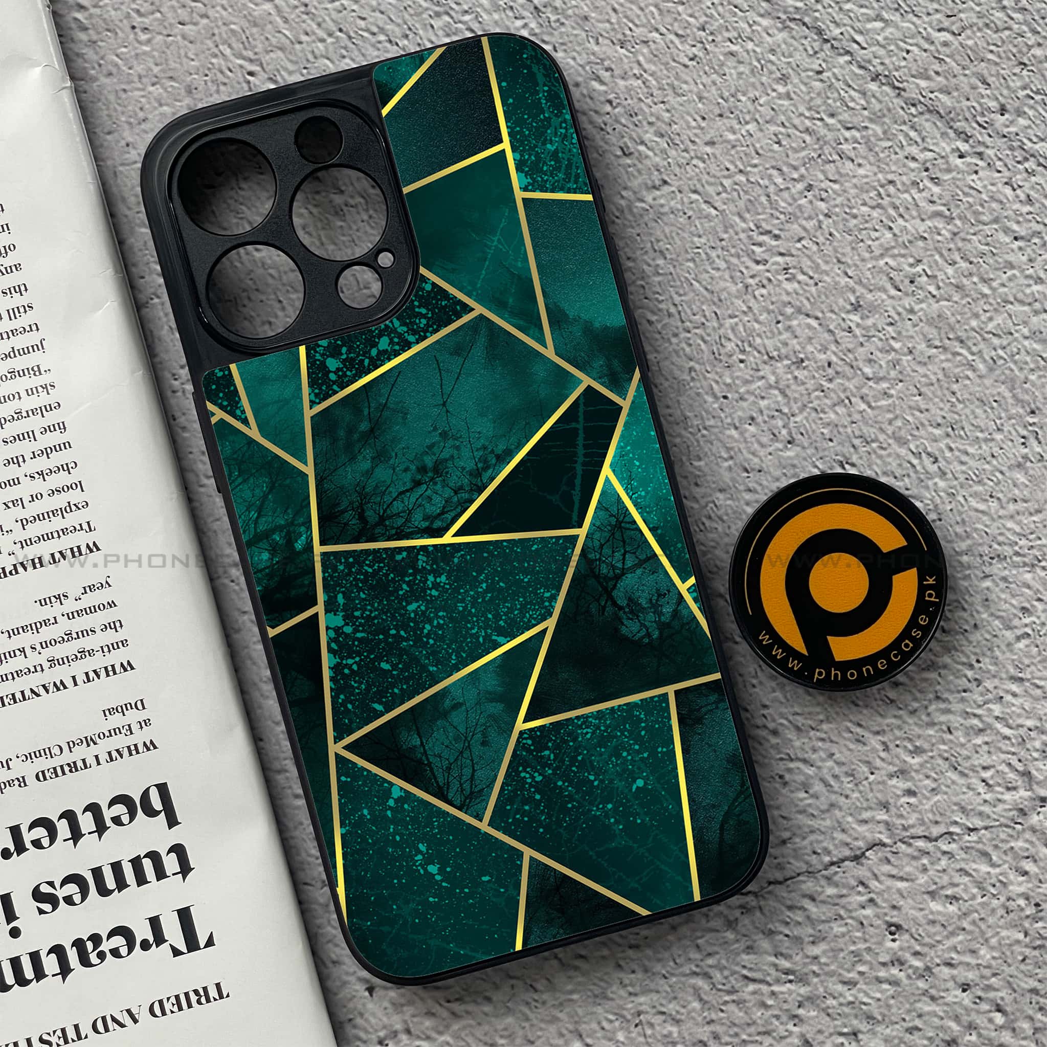 iPhone 15 Pro - Geometric Marble Series - Premium Metal Printed soft Bumper shock Proof Case