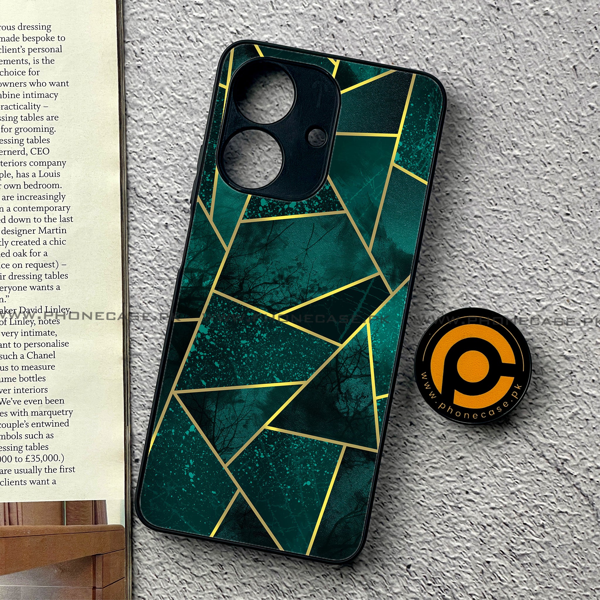 Realme Note 60 - Geometric Marble Series - Premium Printed Glass soft Bumper shock Proof Case