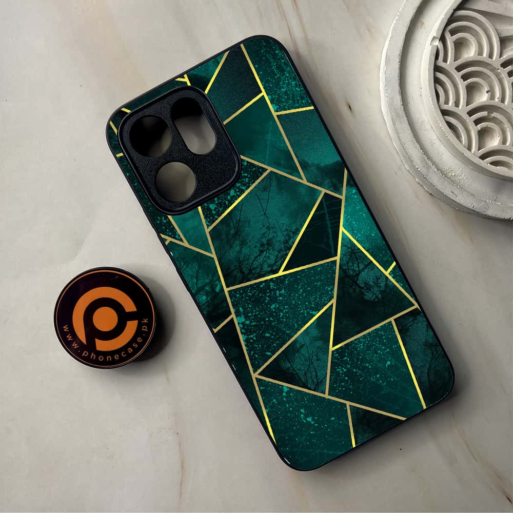Oppo Reno 14F - Geometric Marble Series - Premium Metal Printed Soft Bumper Shockproof Case