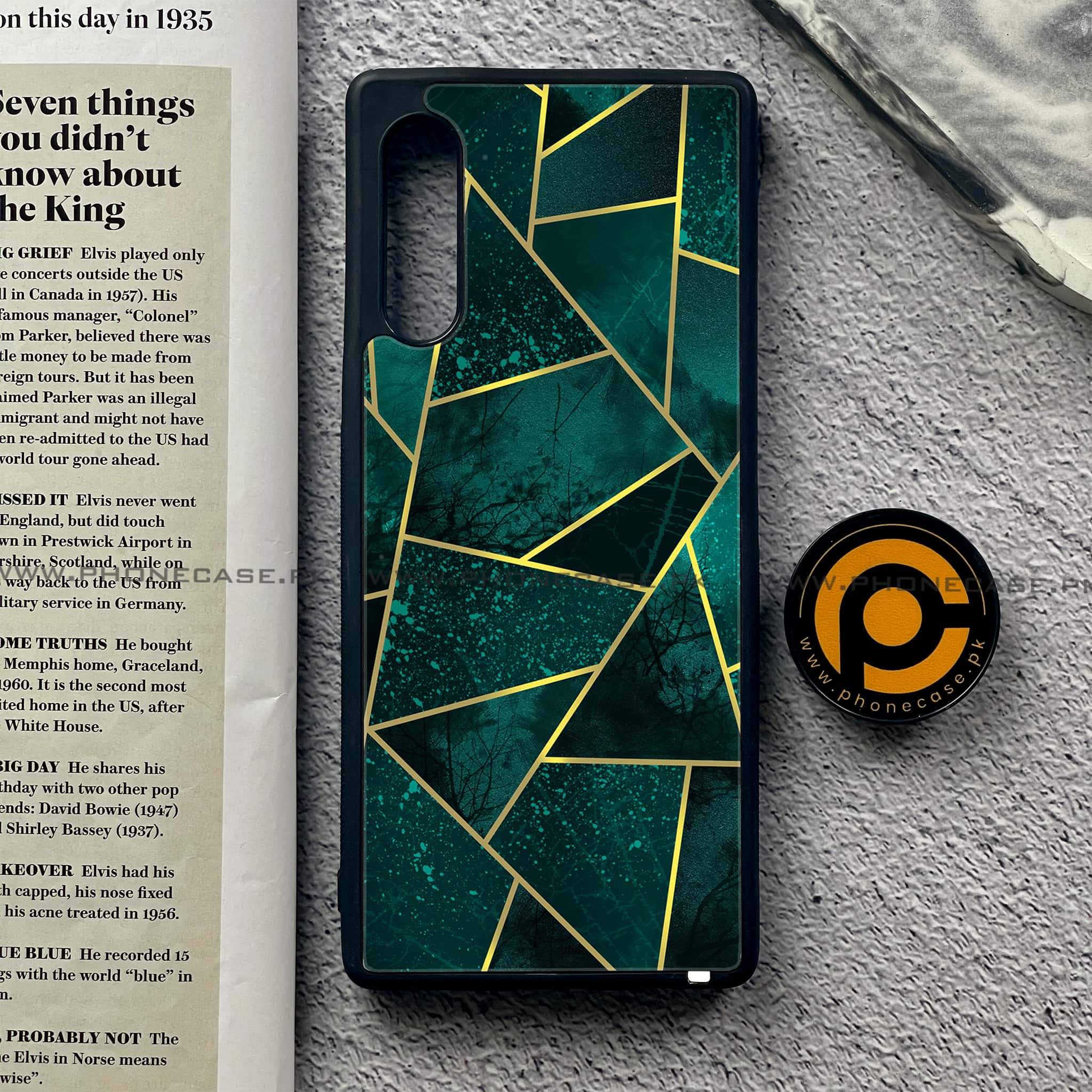 LG G9 - Geometric Marble Series - Premium Metal Printed soft Bumper shock Proof Case