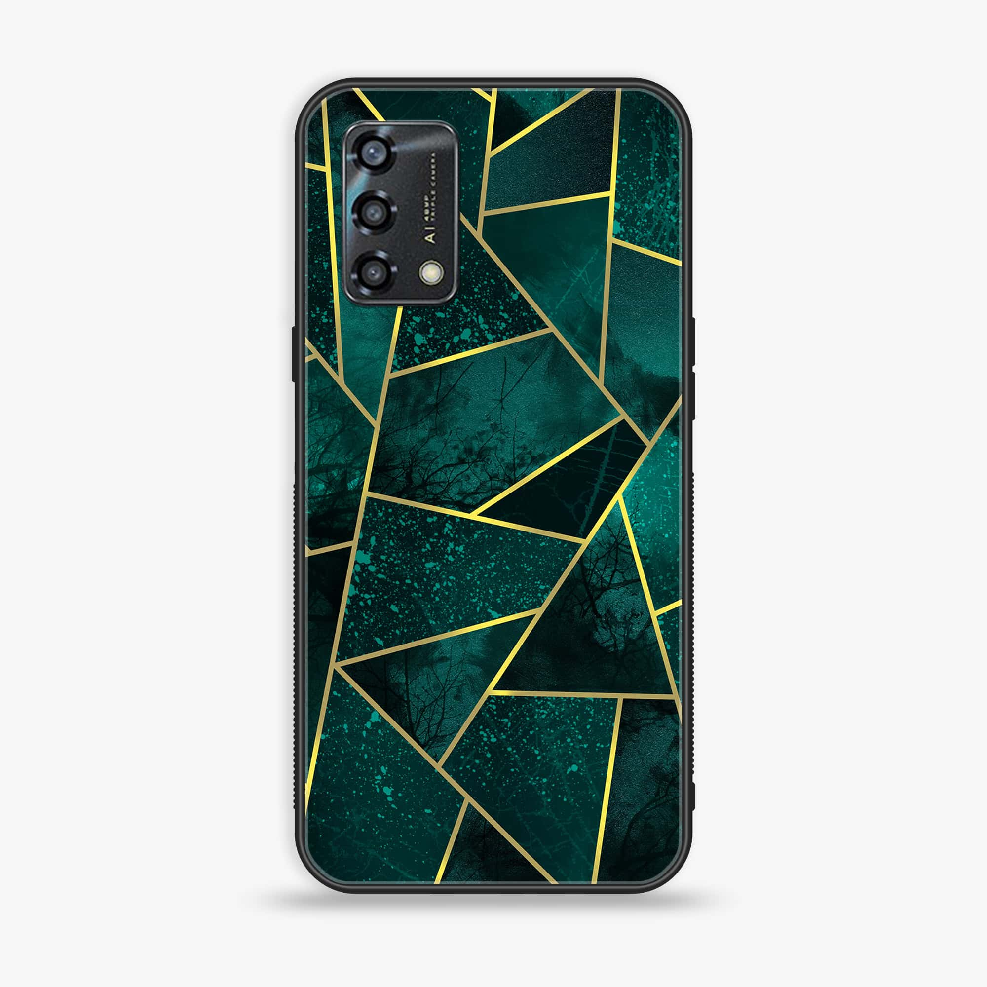 Oppo A95 - Geometric Marble Series - Premium Printed Glass soft Bumper shock Proof Case