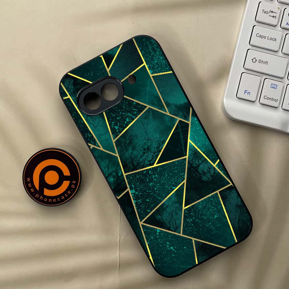 Google Pixel 9a - Geometric Marble Series - Premium Metal Printed soft Bumper Shock Proof Case