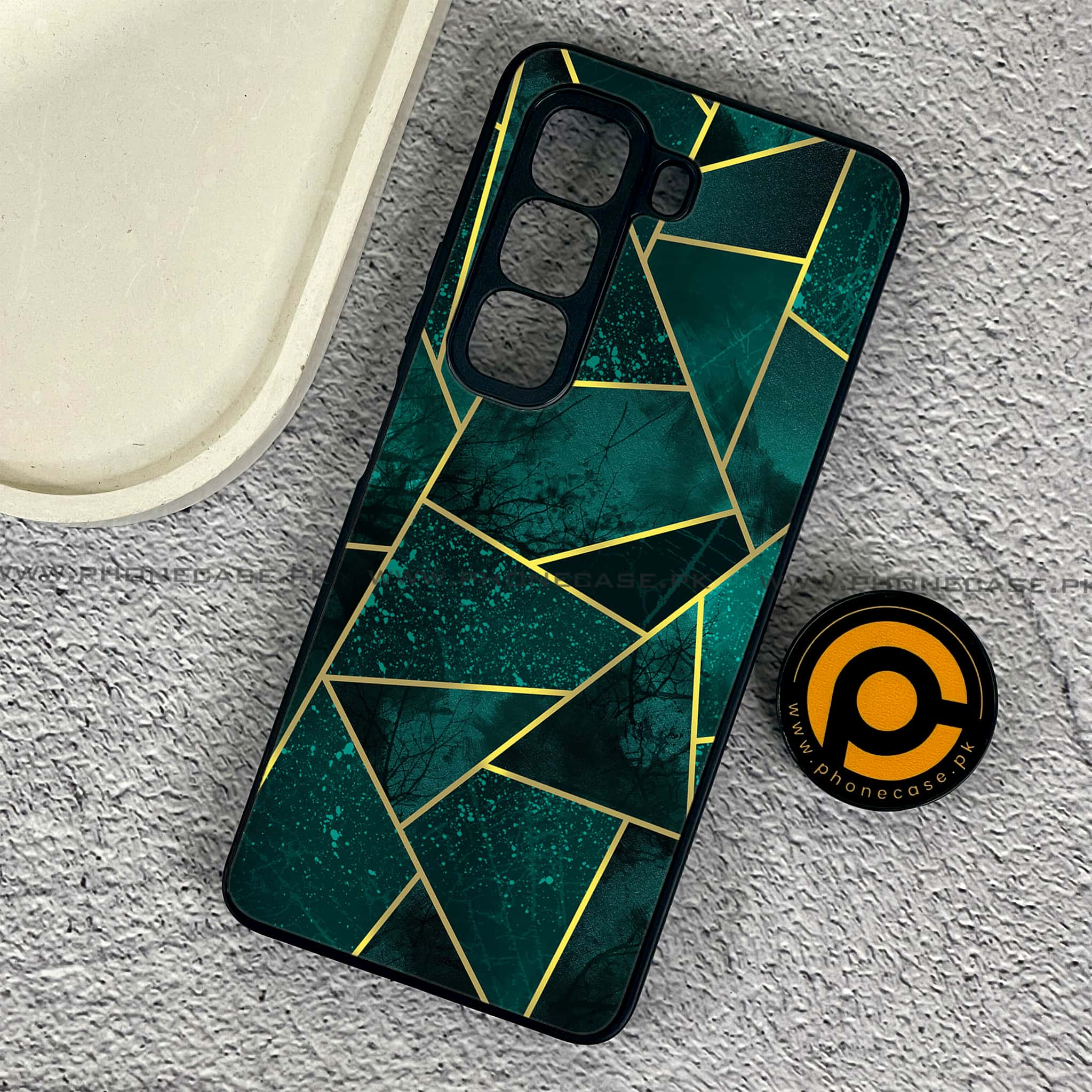 Infinix Hot 50 Pro - Geometric Marble Series - Premium Printed Glass soft Bumper shock Proof Case