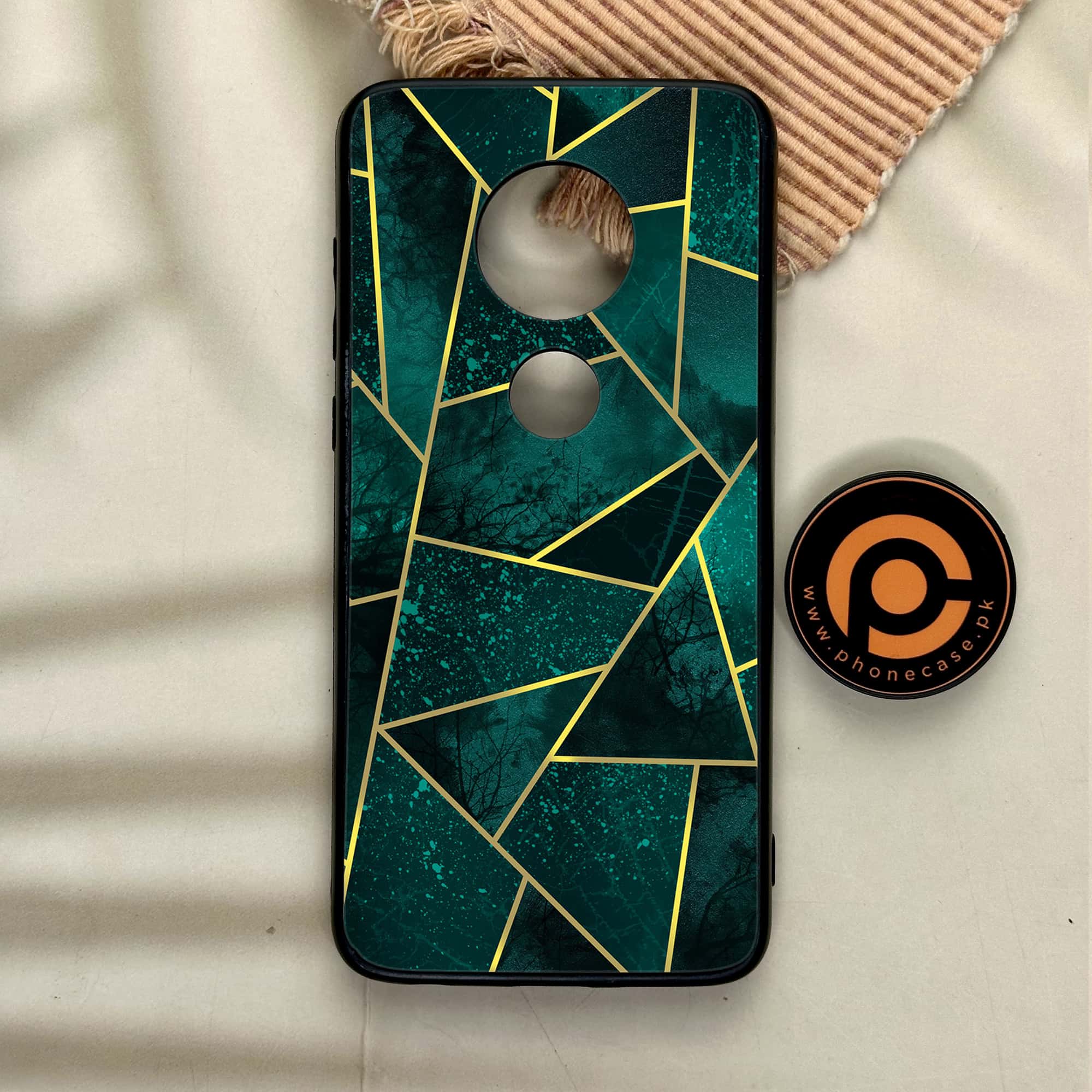 Moto G7 - Geometric Marble Series - Premium Printed Glass soft Bumper shock Proof Case