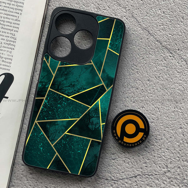 Tecno Spark 10C - Geometric Marble Design 9  - Premium Printed Glass soft Bumper shock Proof Case  CS-34515