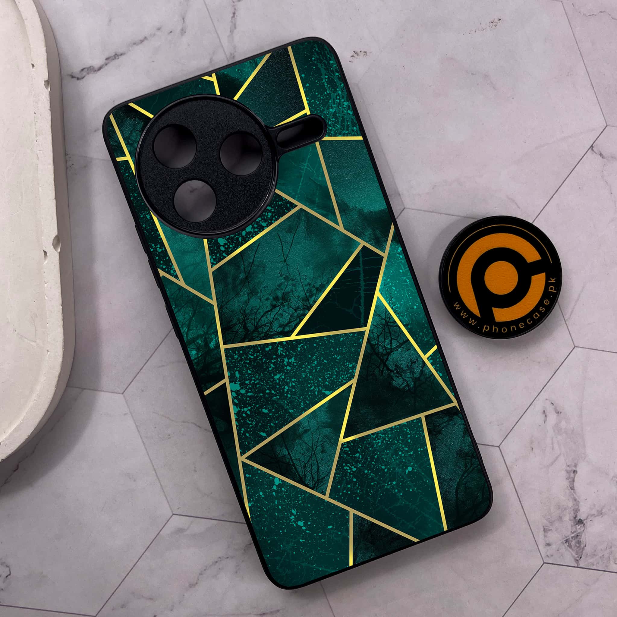 Xiaomi Poco F7 Pro 5G - Geometric Marble Series - Premium Metal Printed soft Bumper shock Proof Case