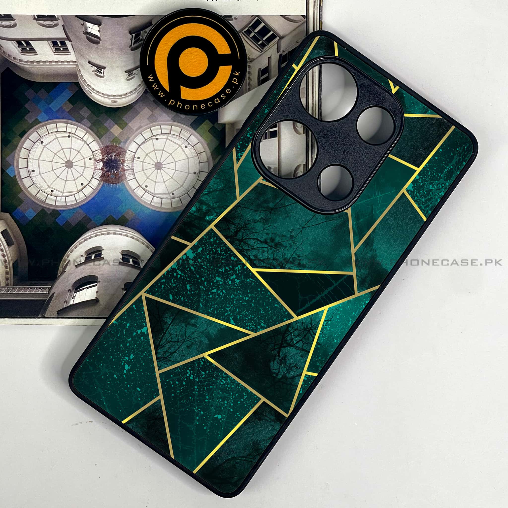 Redmi Note 13 Pro 4G - Geometric Marble Series - Premium Metal Printed soft Bumper shock Proof Case